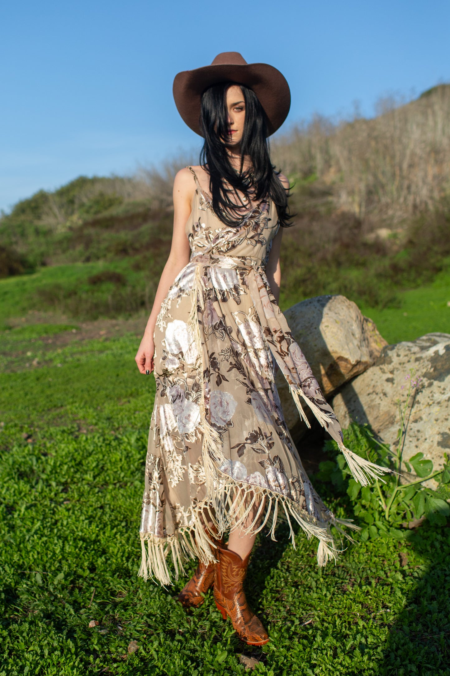 Laurenia Fringe Faux Wrap Dress (Pre-Order)