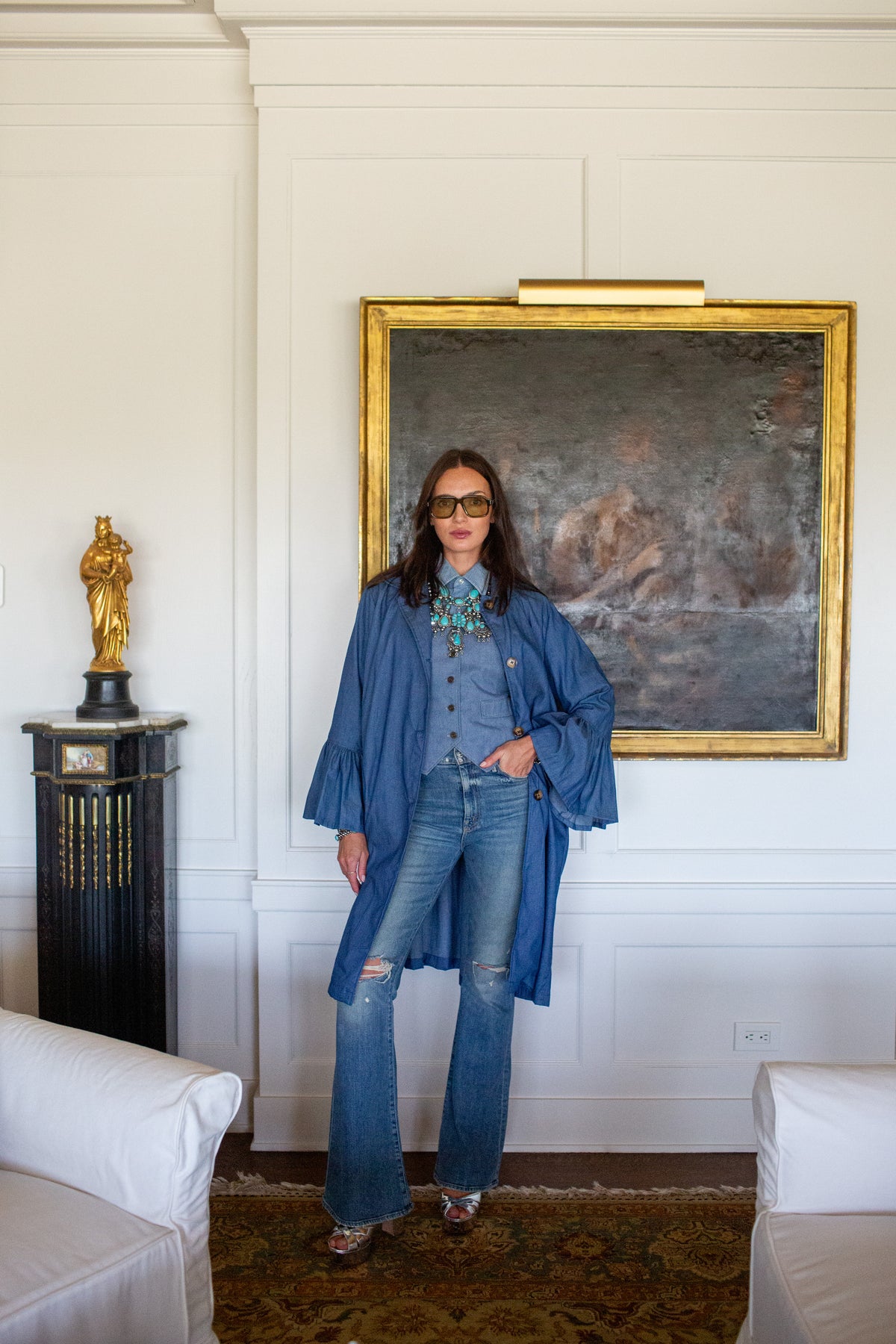 Cordelia Driving Coat in Chambray PRE-ORDER