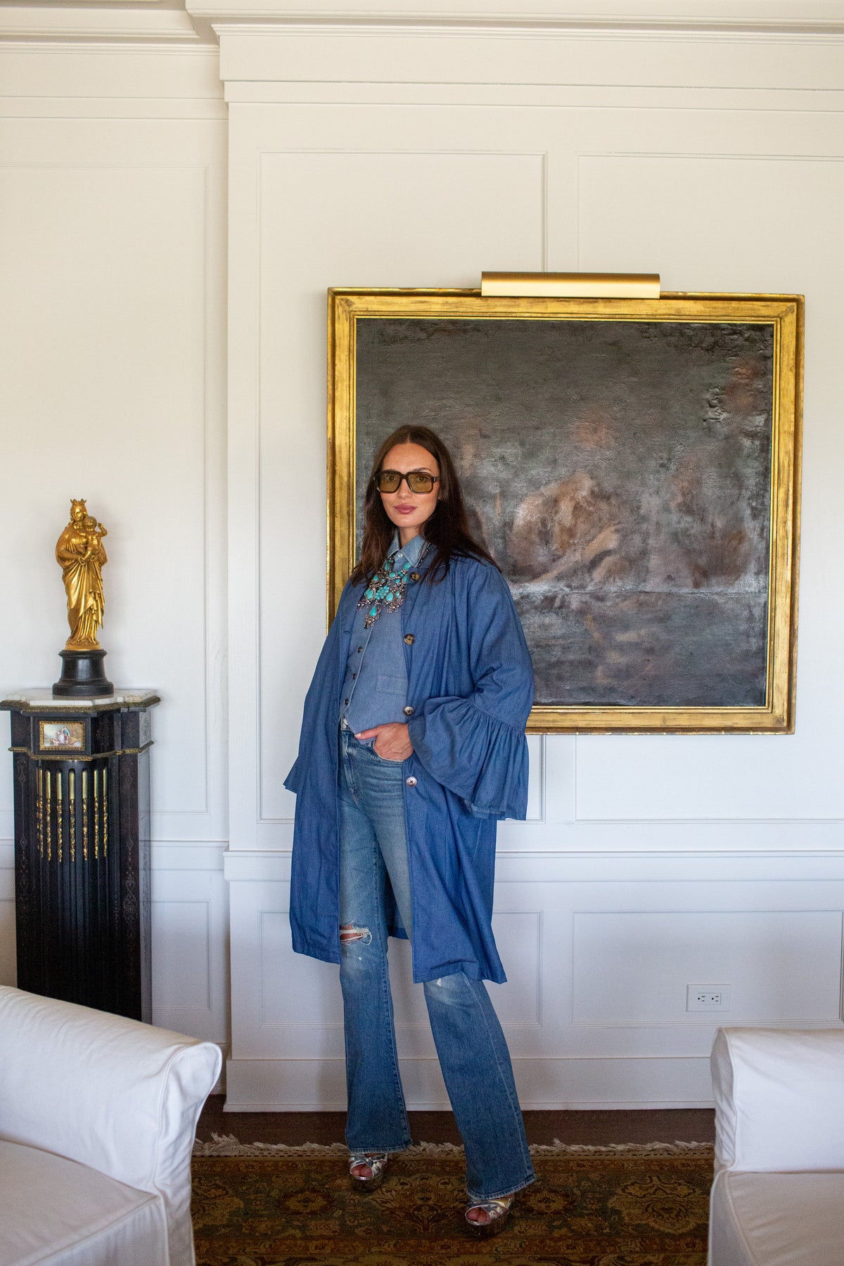 Cordelia Driving Coat in Chambray PRE-ORDER
