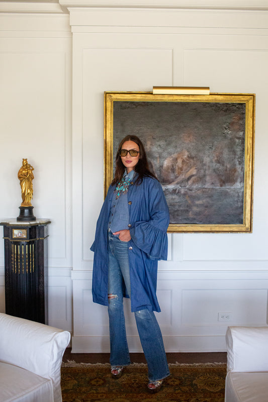 Cordelia Driving Coat in Chambray PRE-ORDER