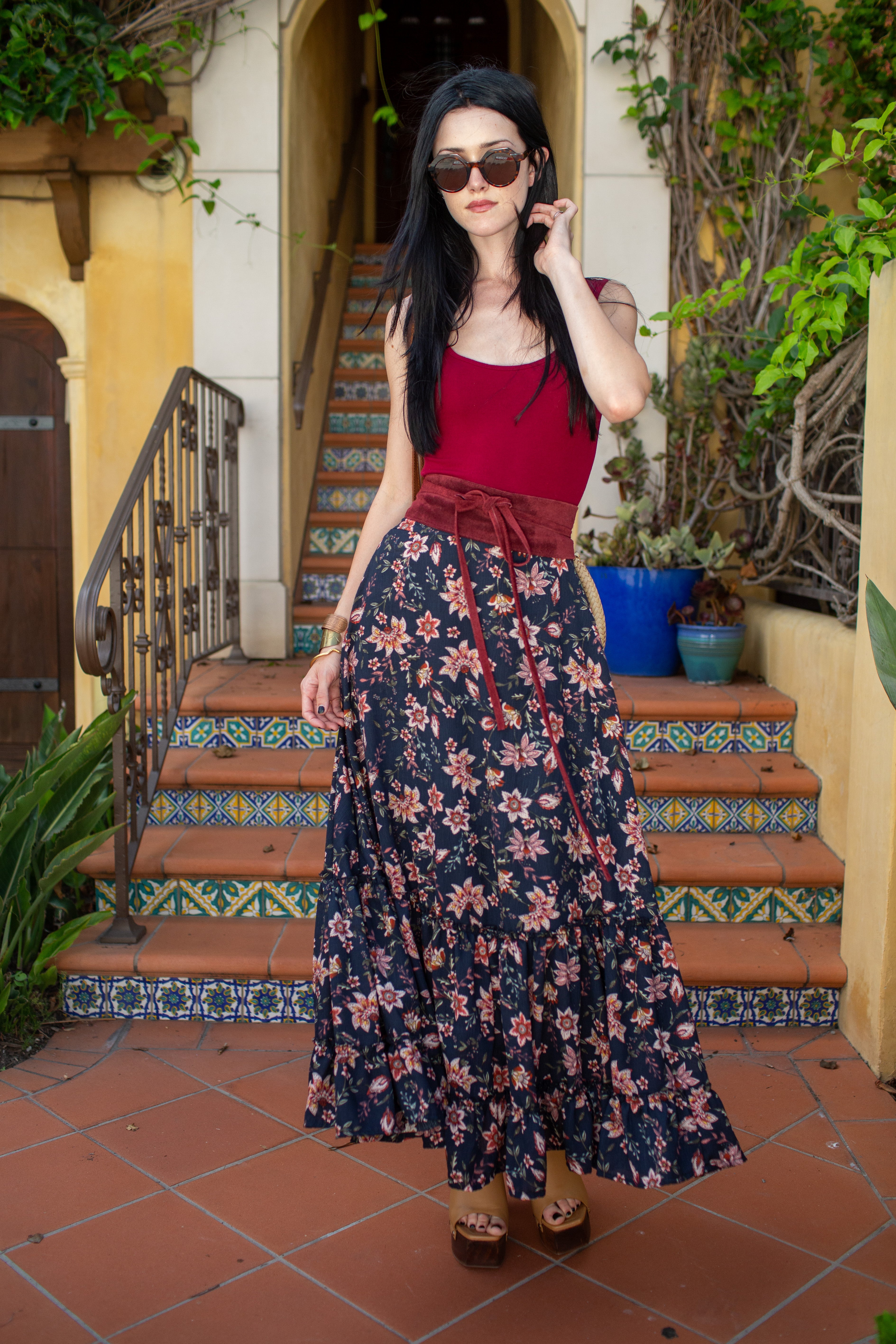 Ameri　DRY FLOWER VELOUR SKIRT Ameri（アメリ）の「DRY FLOWER VELOUR SKIRT（スカート）」 - WEAR