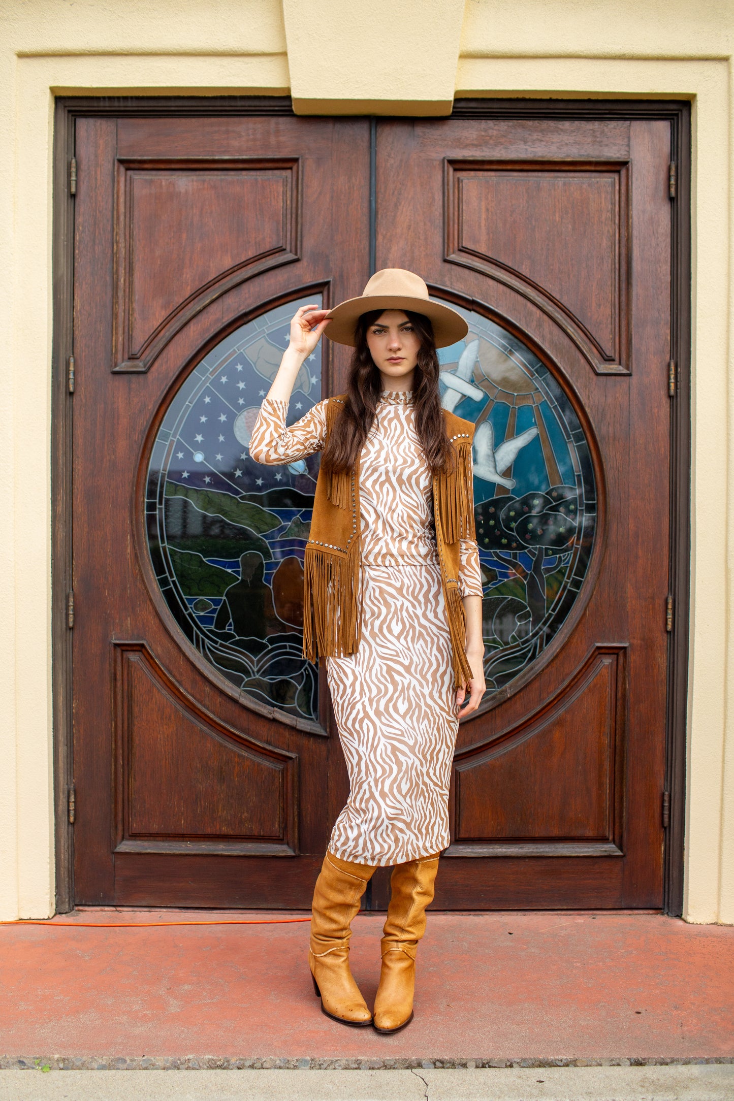 Lucy Pencil Skirt in Saffron Zebra PRE-ORDER