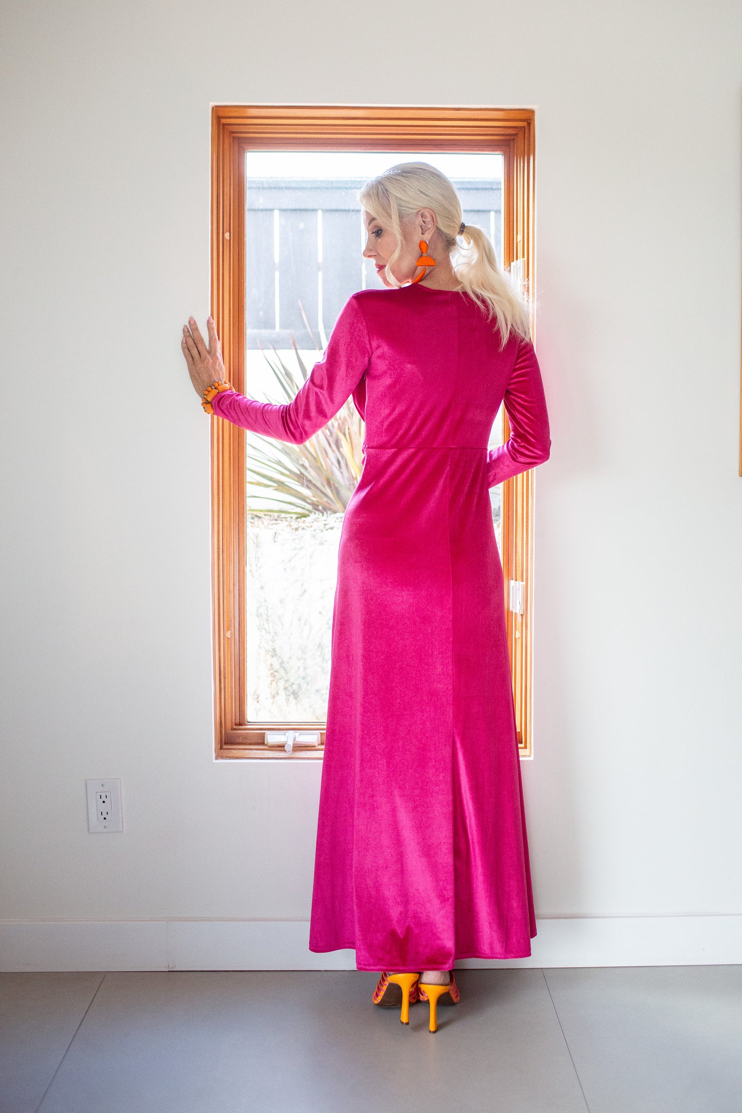 Magenta Velvet Knot Dress