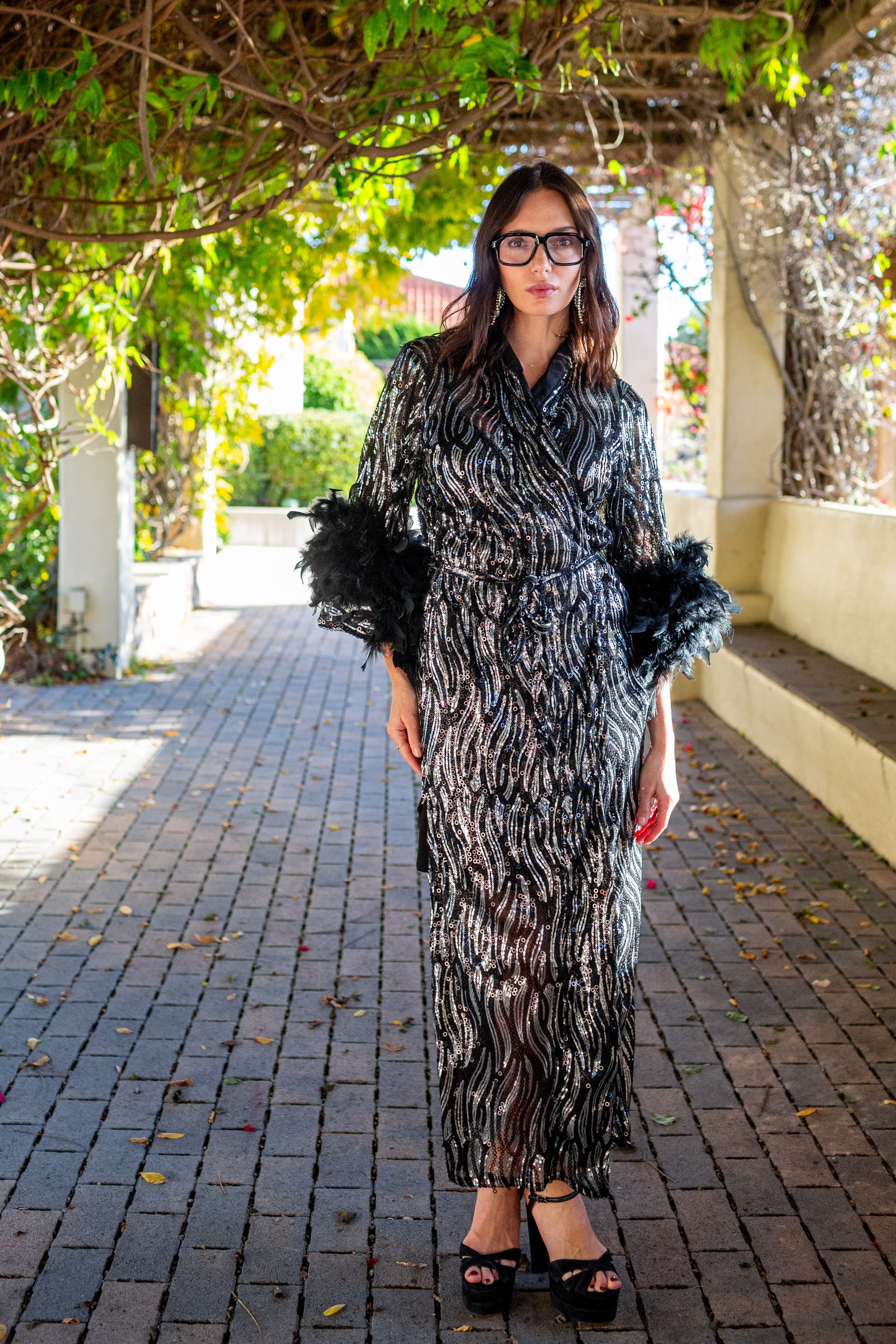 Marlene Wrap Dress in Champagne Noir – Jennafer Grace