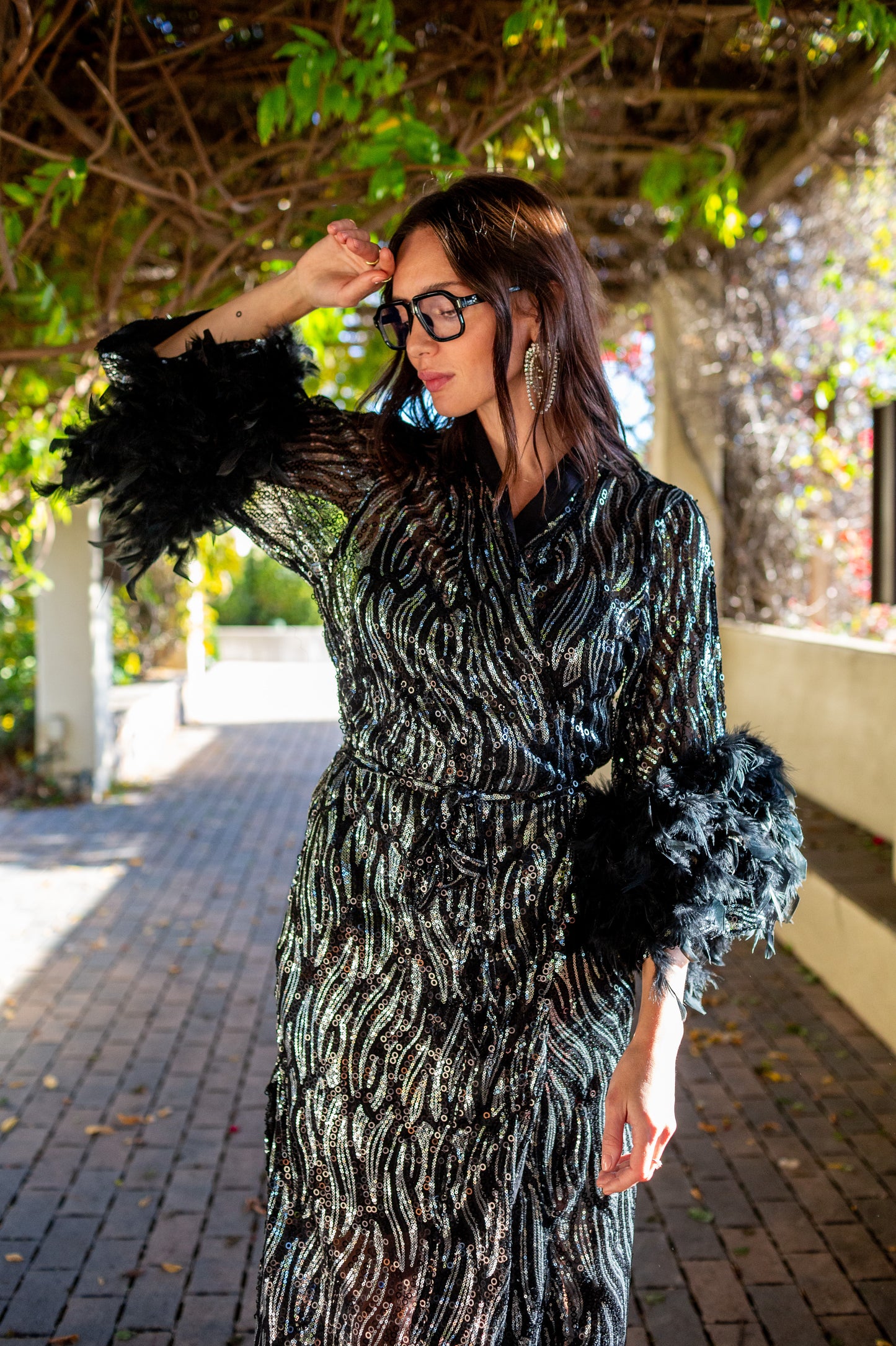 Marlene Wrap Dress in Champagne Noir