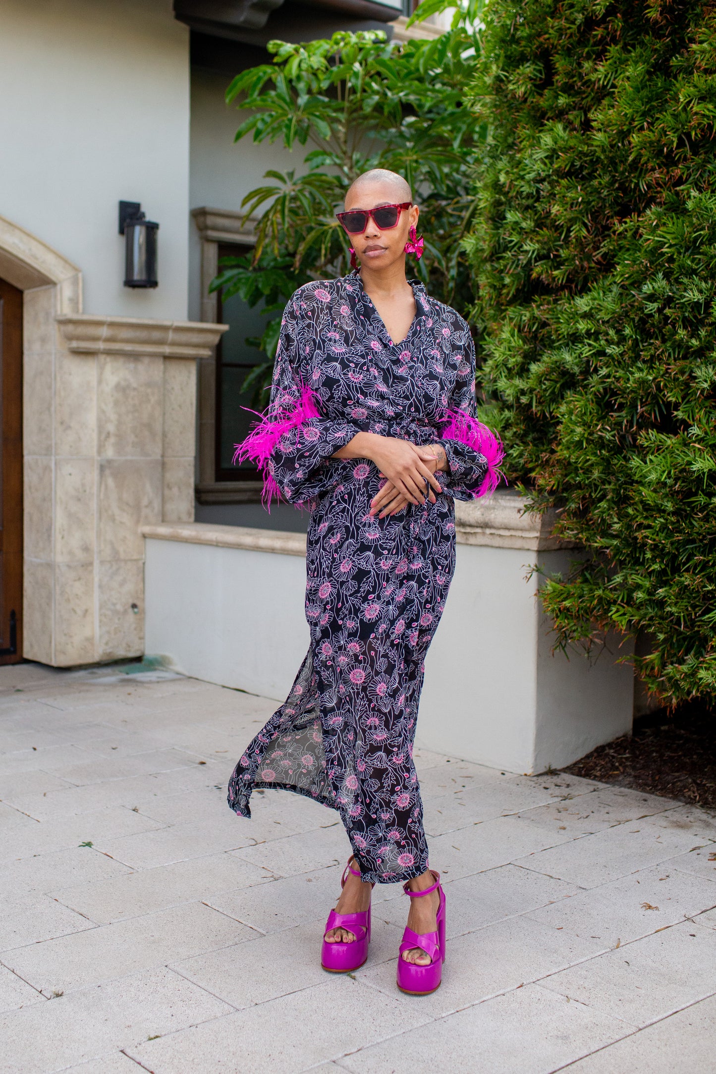 Marlene Wrap Dress in Mimosa Pink