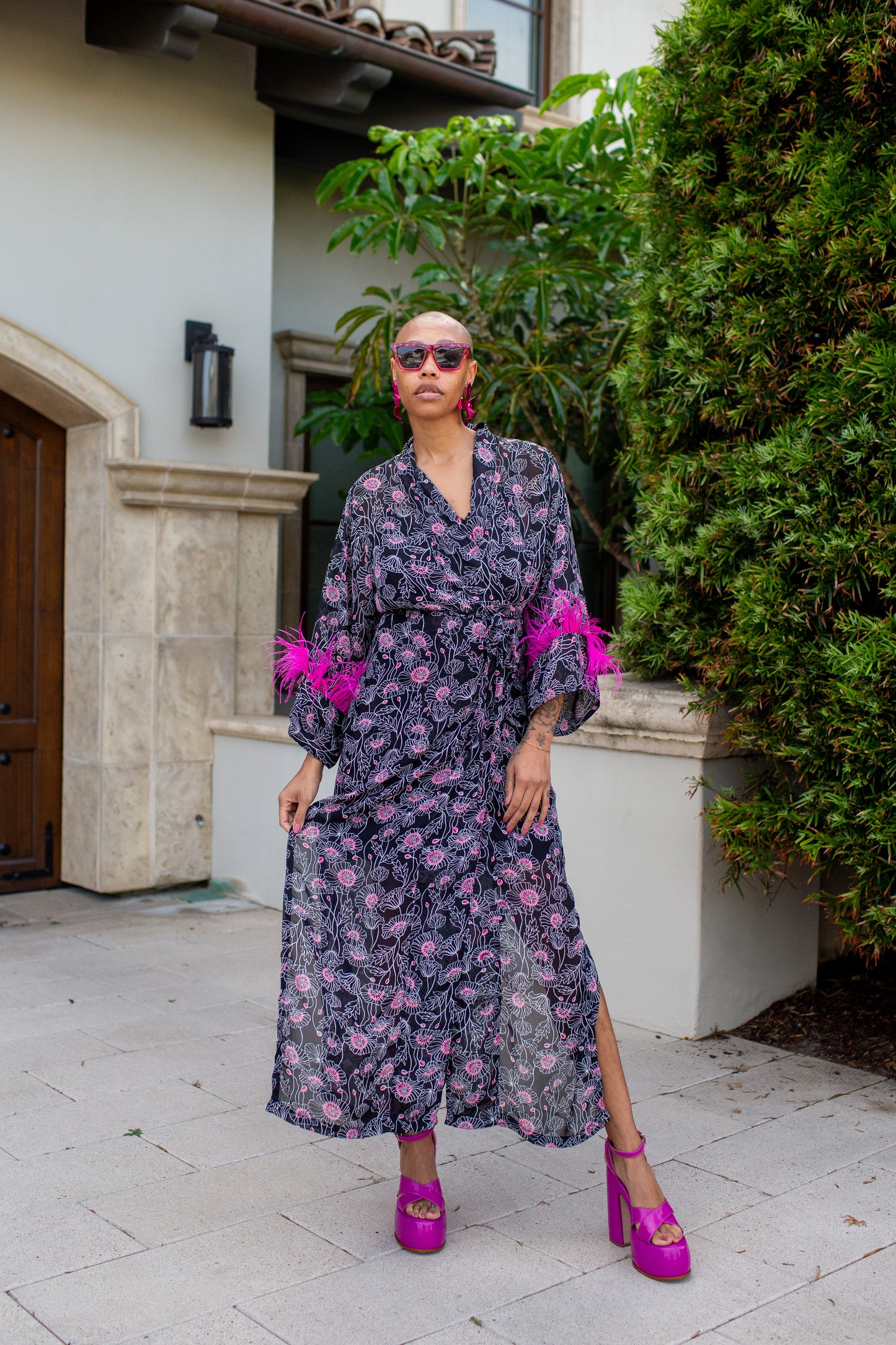 Marlene Wrap Dress in Mimosa Pink