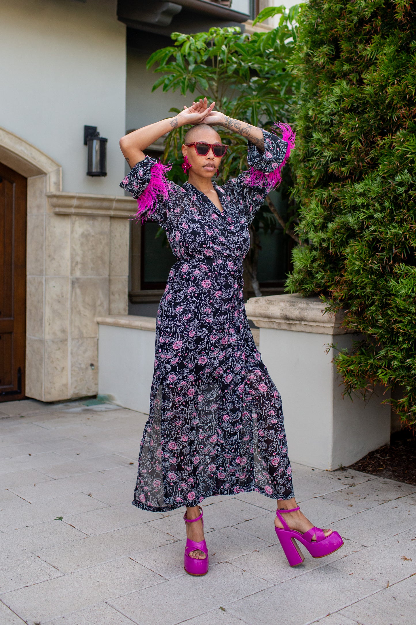 Marlene Wrap Dress in Mimosa Pink