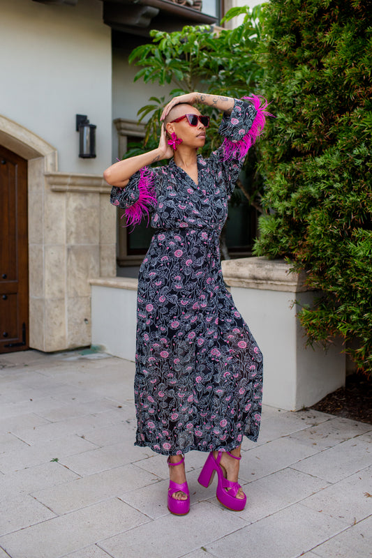 Marlene Wrap Dress in Mimosa Pink