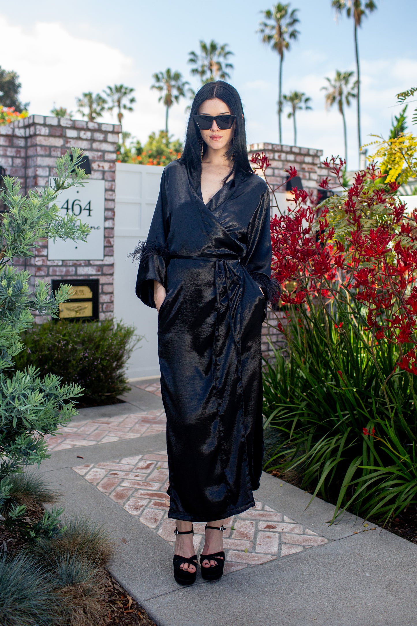 Marlene Wrap Dress in Obsidian Sheen