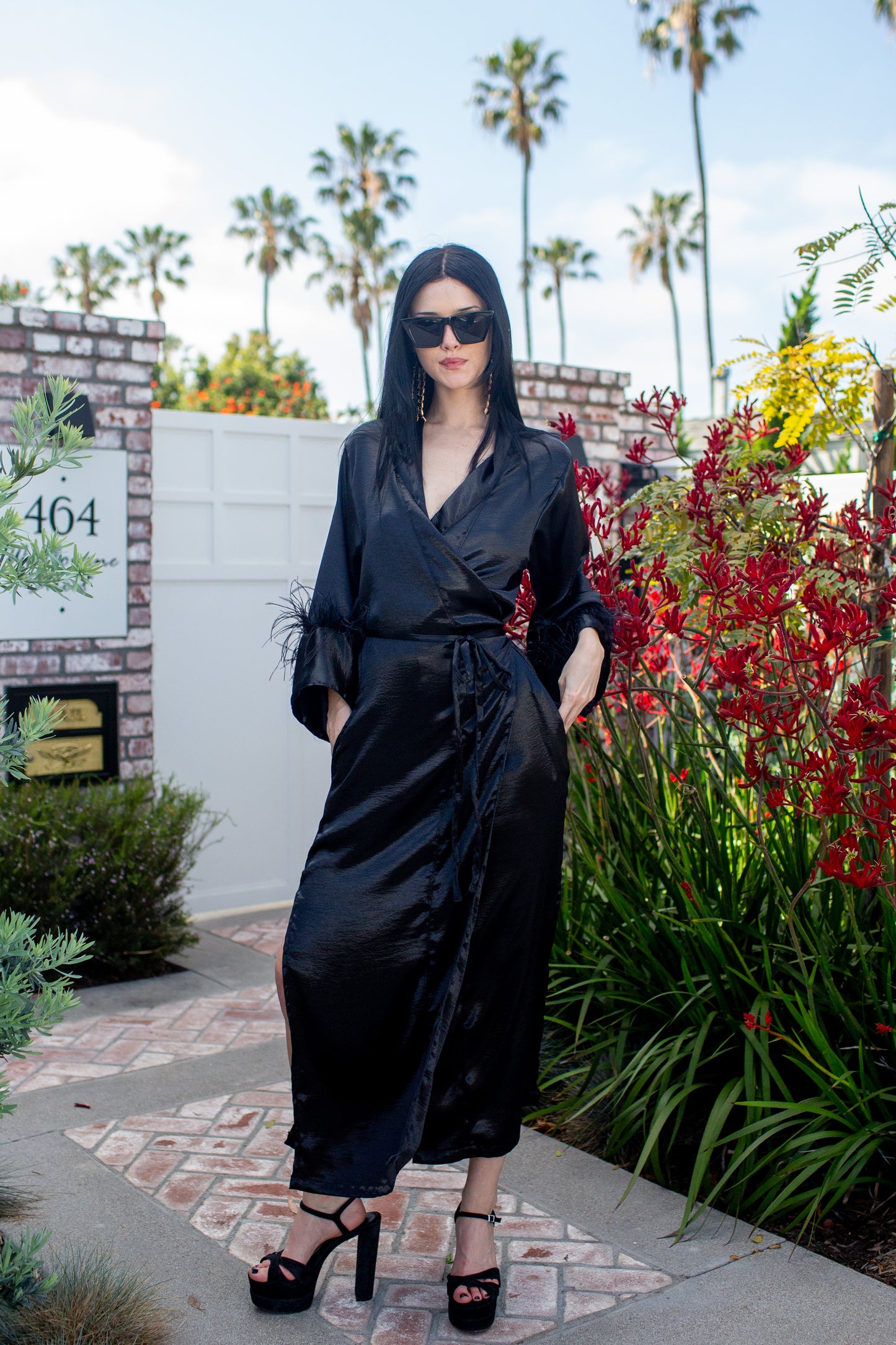 Marlene Wrap Dress in Obsidian Sheen