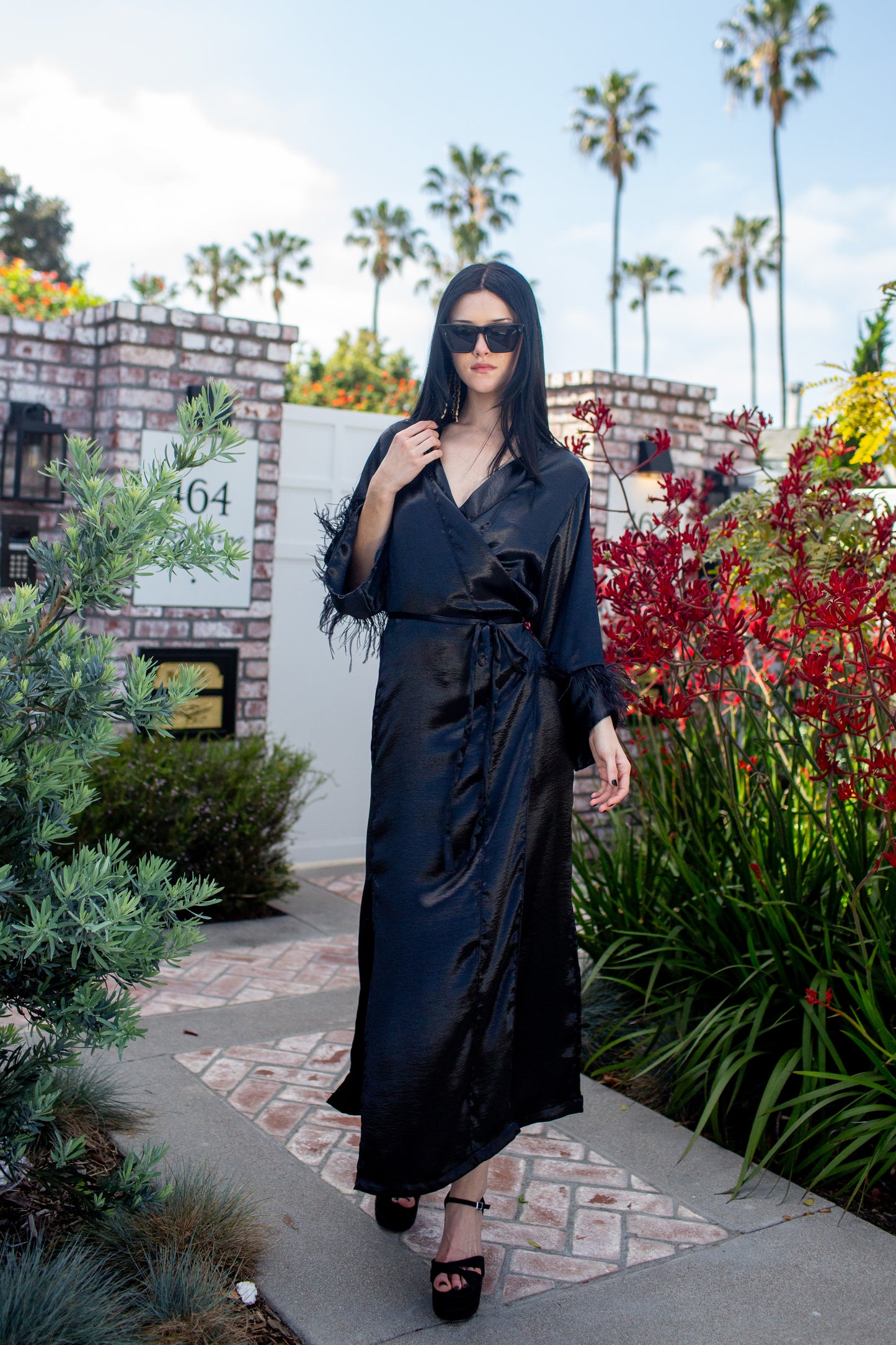 Marlene Wrap Dress in Obsidian Sheen