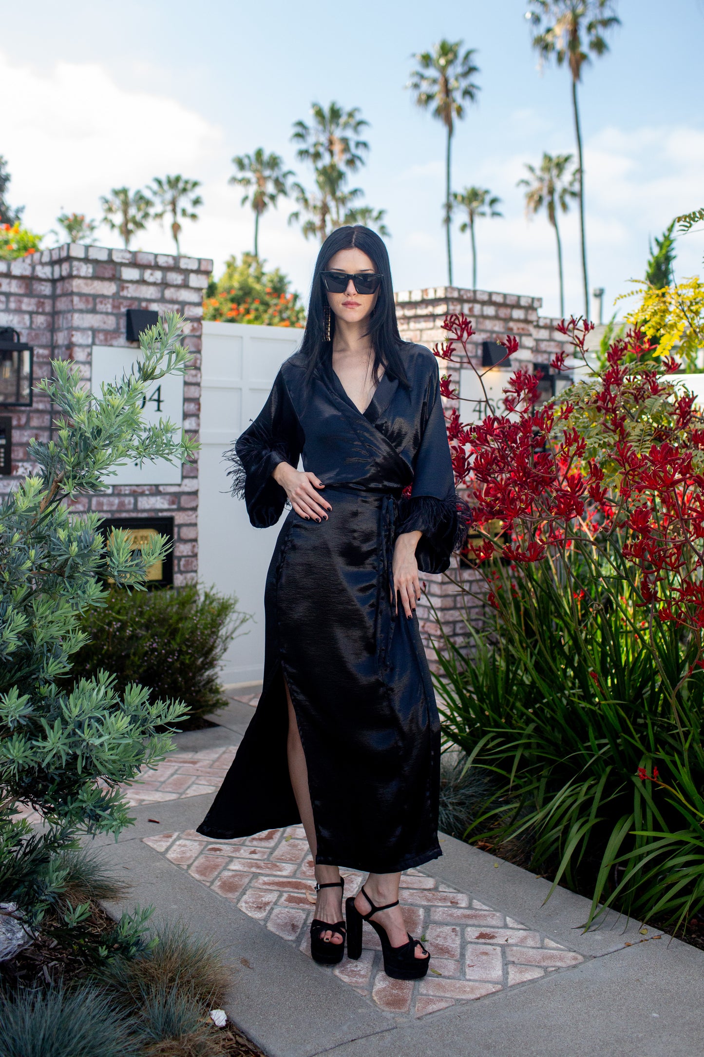 Marlene Wrap Dress in Obsidian Sheen