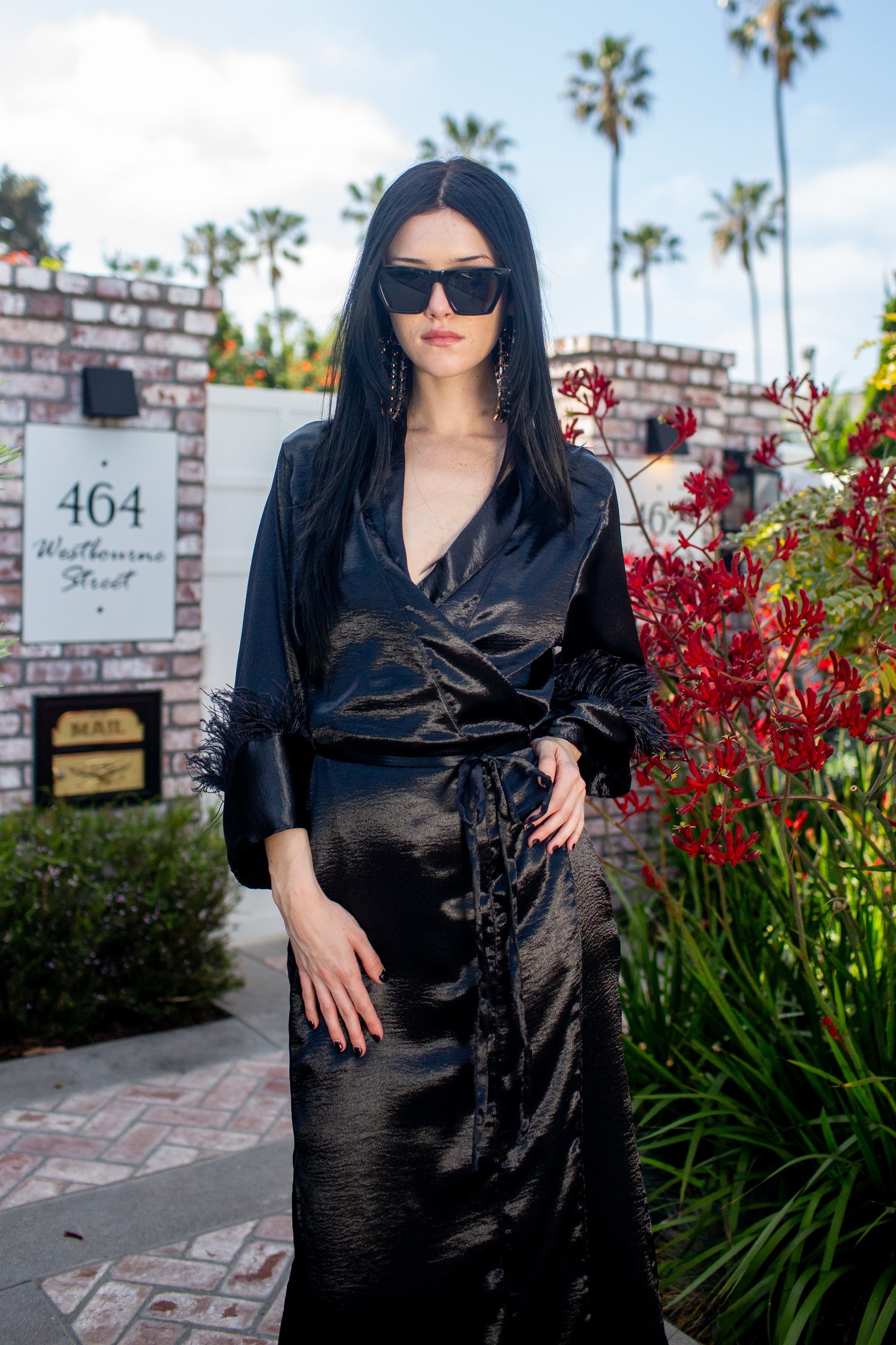 Marlene Wrap Dress in Obsidian Sheen