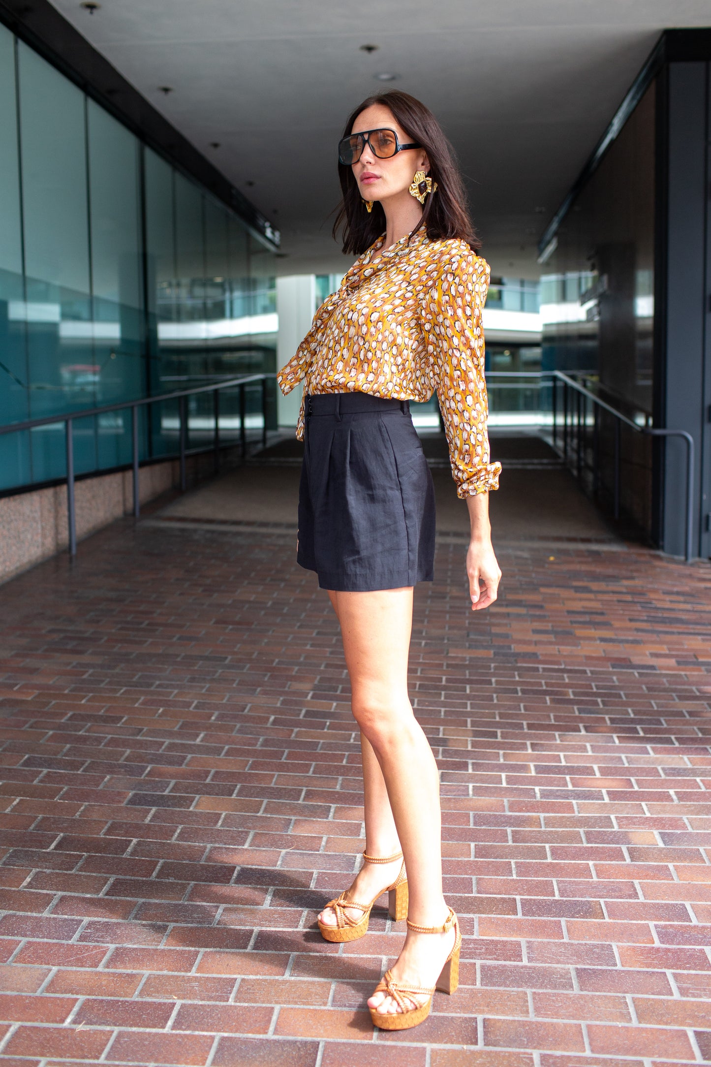 Ocelot Shimmer Tie Blouse