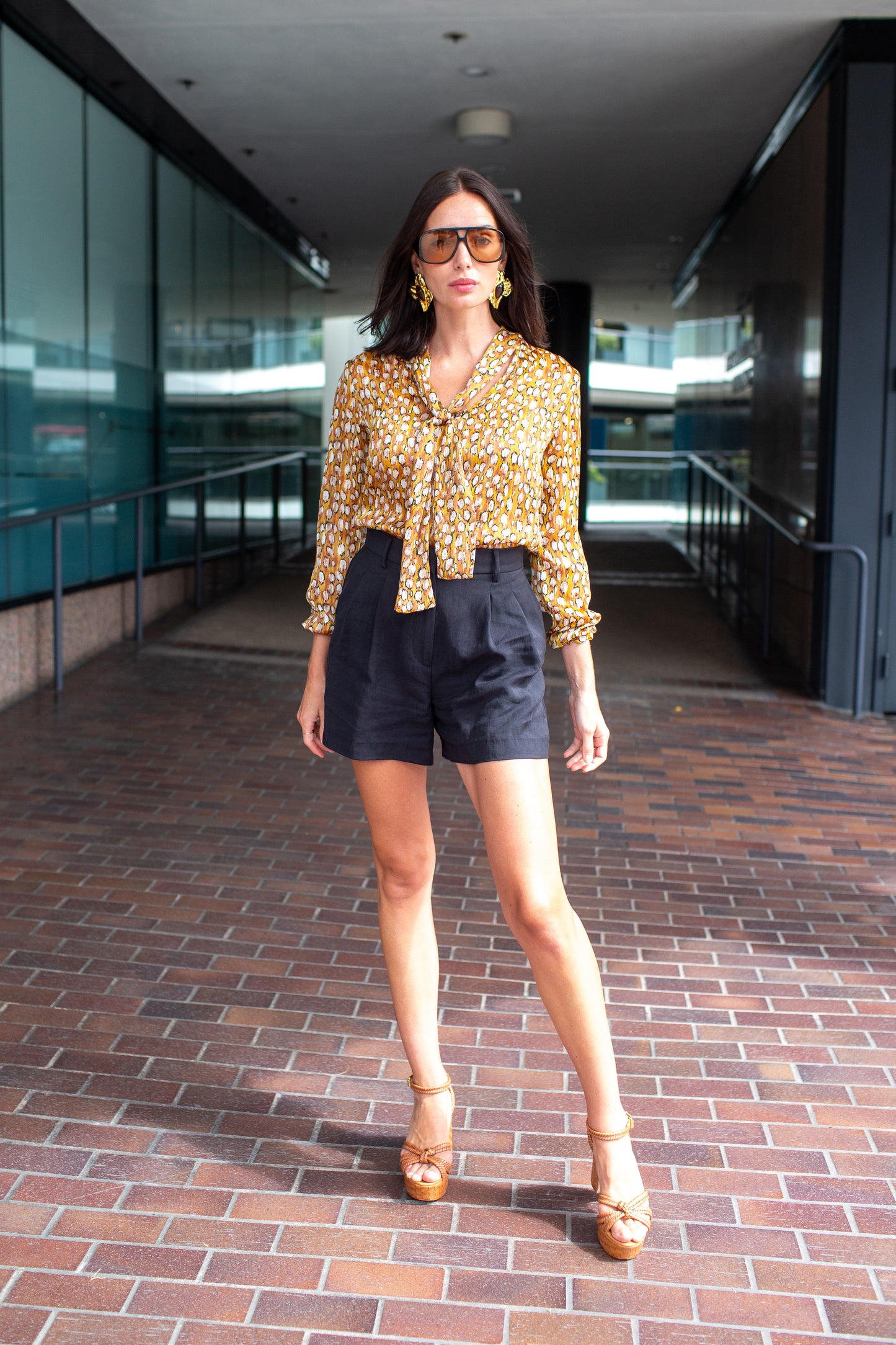 Ocelot Shimmer Tie Blouse