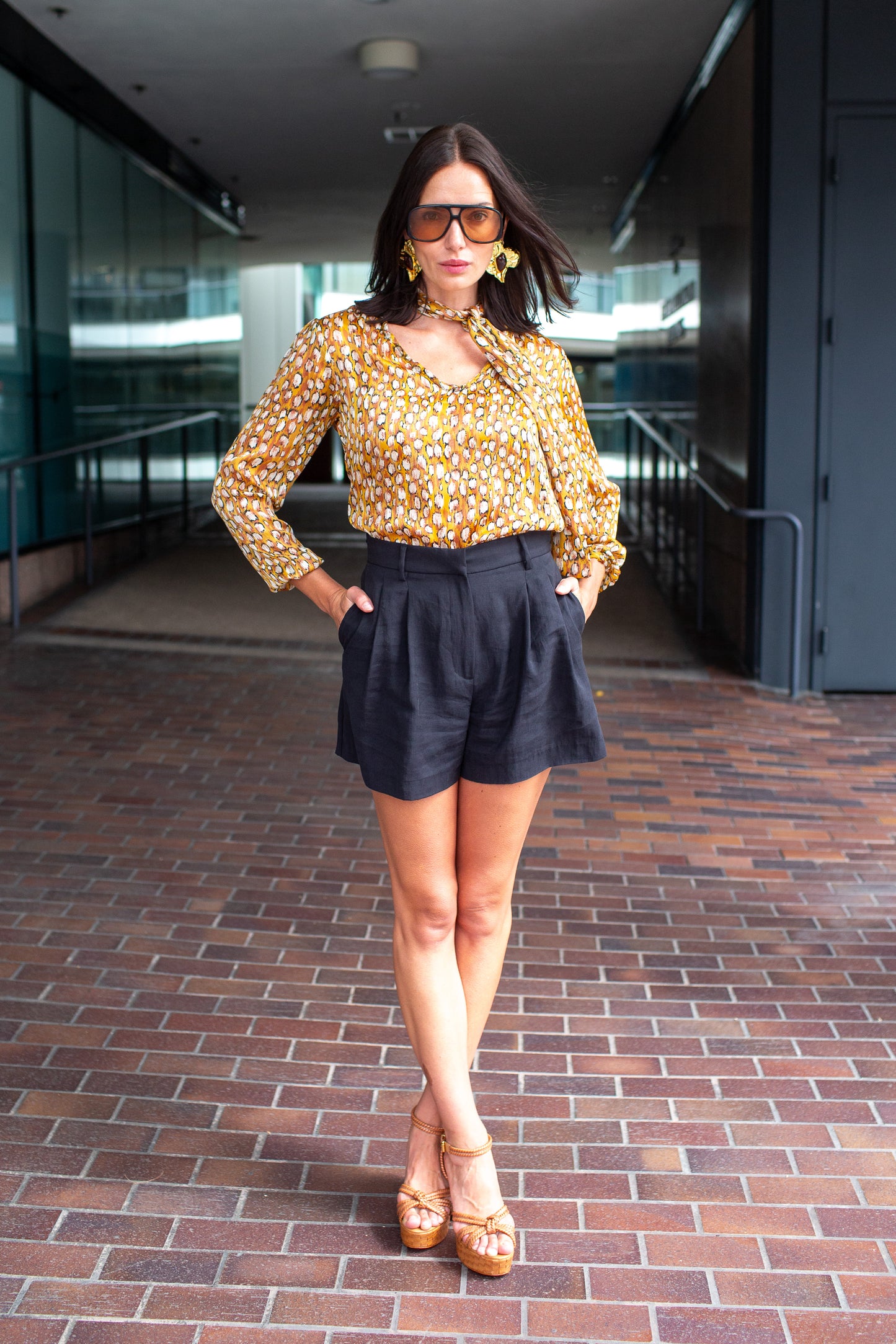 Ocelot Shimmer Tie Blouse