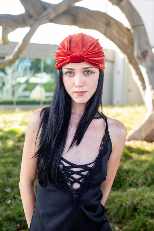 Ochre Velvet Turban