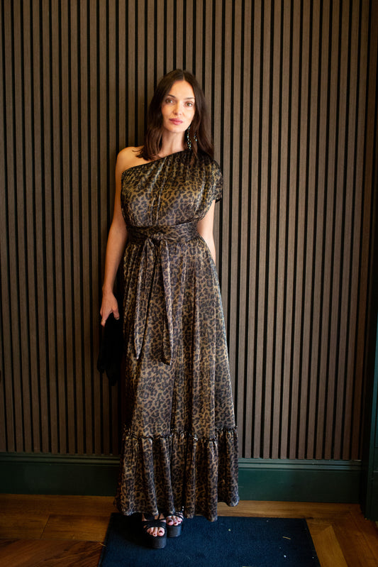 Panther Slink One Shoulder Maxi Dress