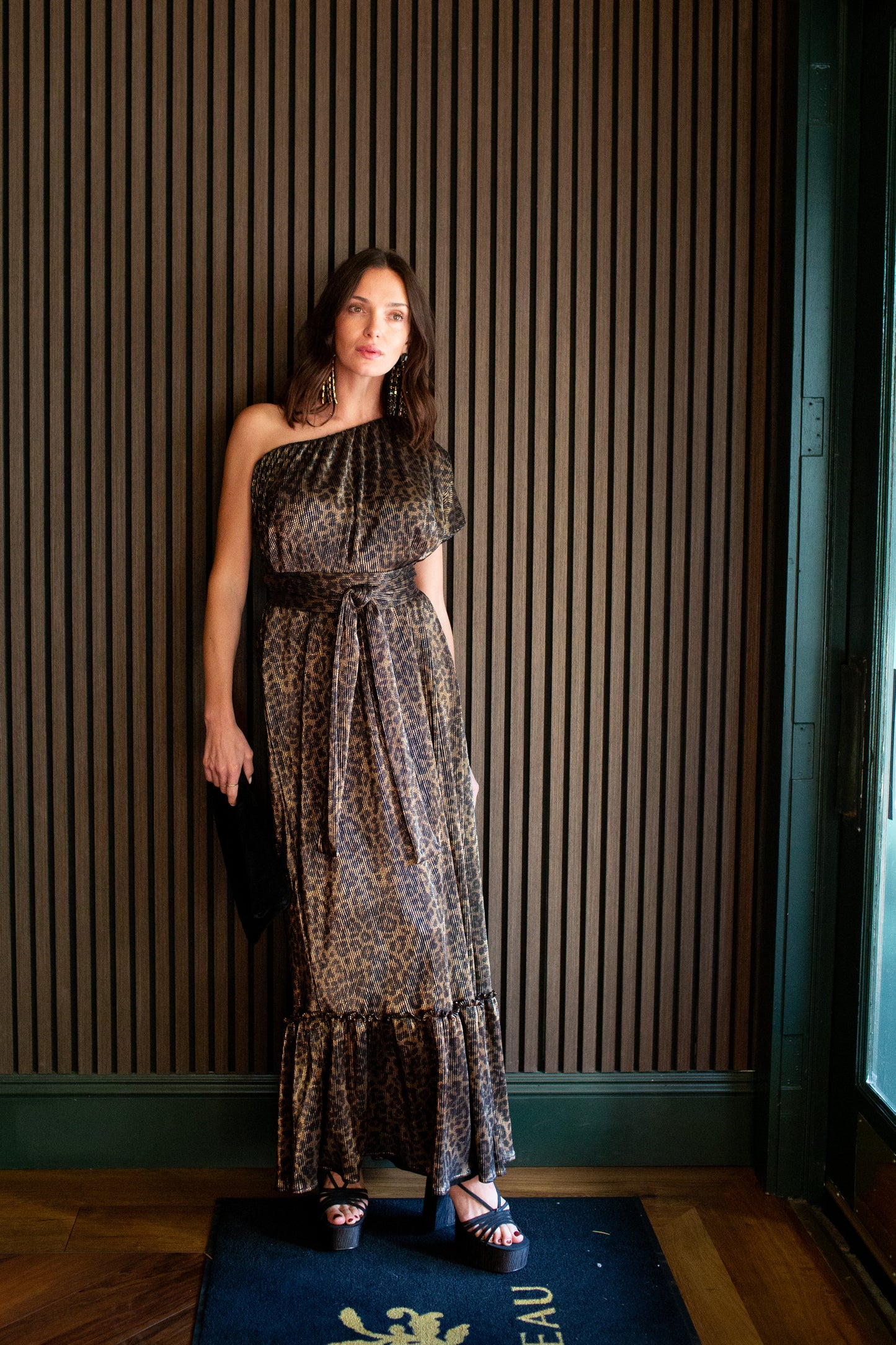 Panther Slink One Shoulder Maxi Dress