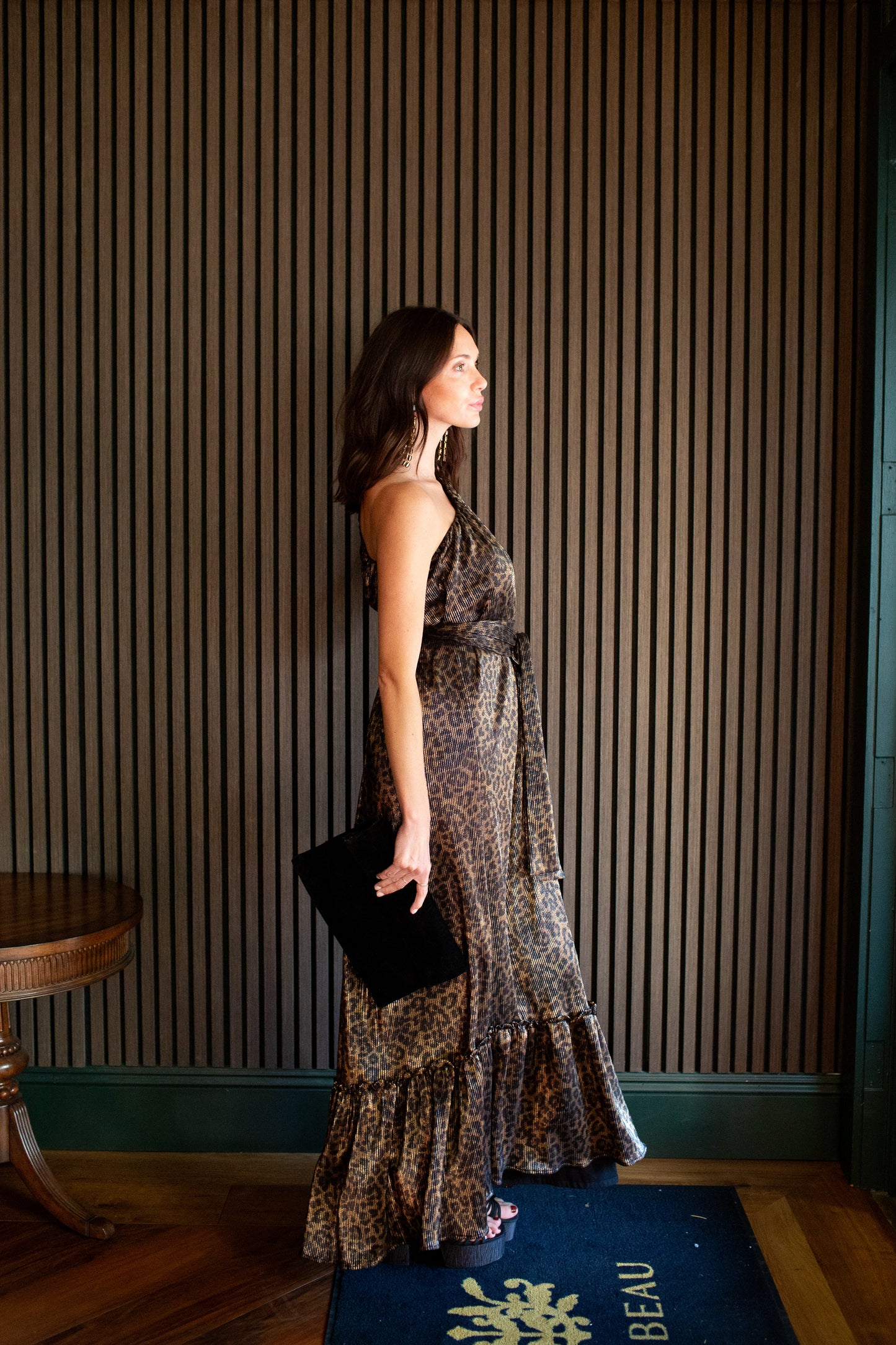 Panther Slink One Shoulder Maxi Dress
