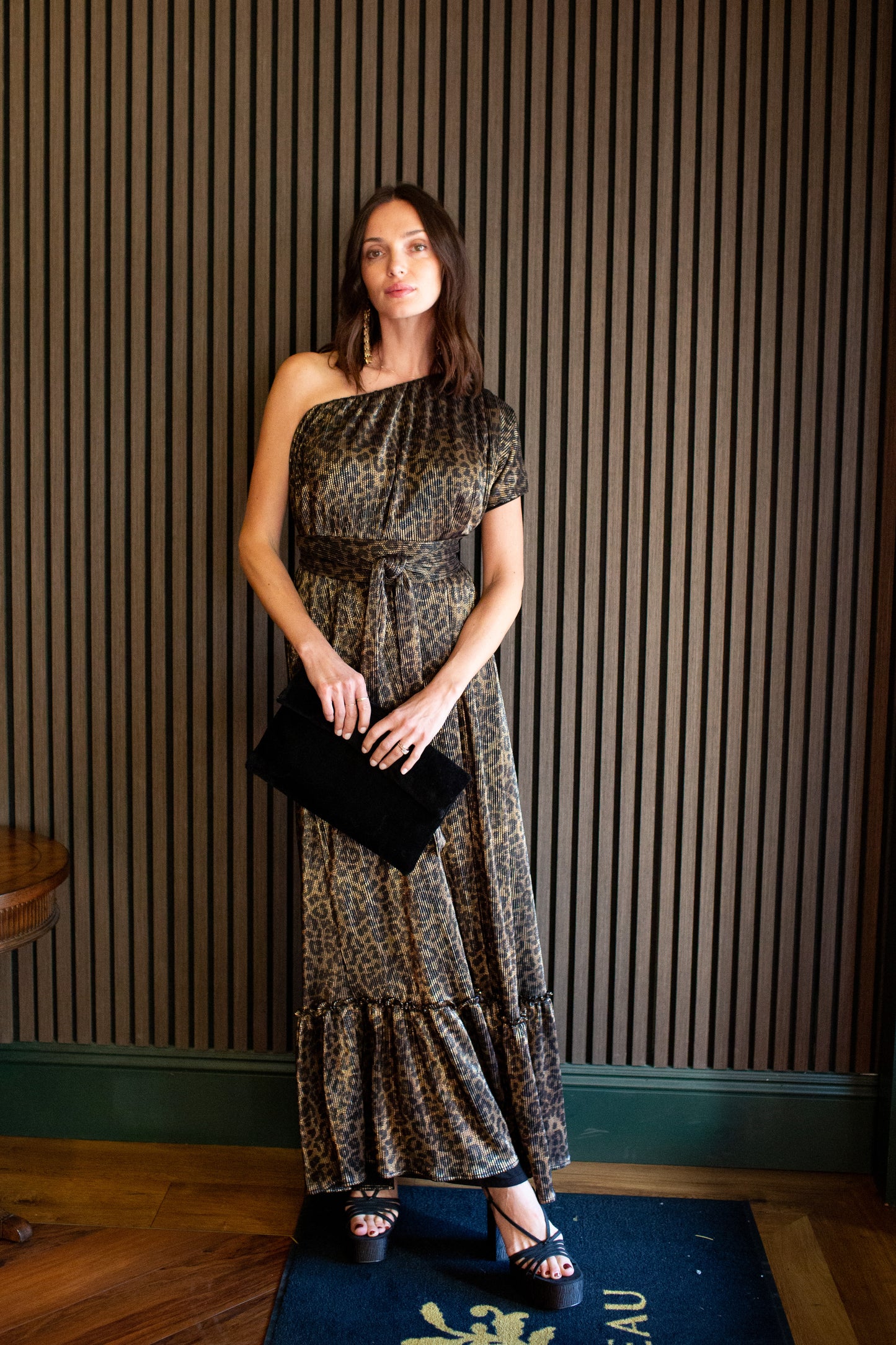 Panther Slink One Shoulder Maxi Dress
