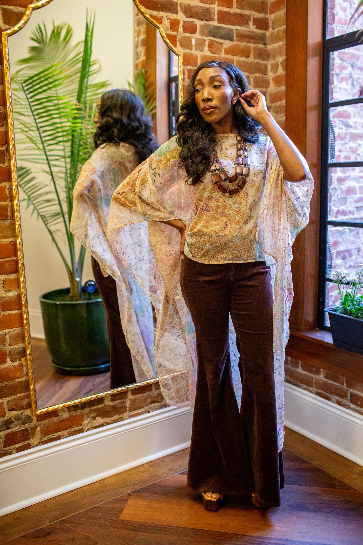 Peachy Poetry Float Scarf Top