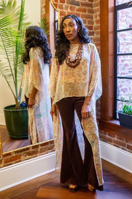 Peachy Poetry Float Scarf Top