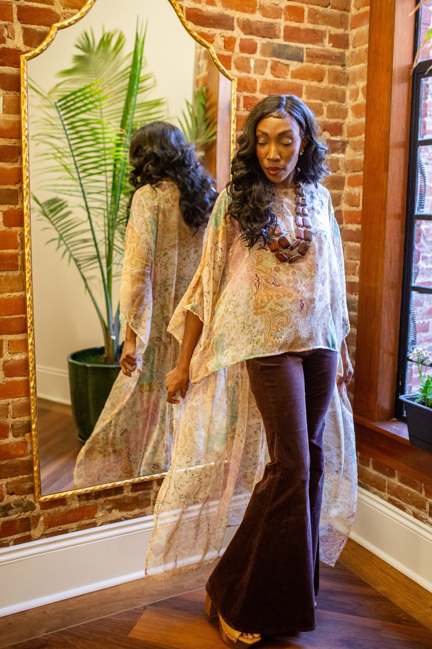 Peachy Poetry Float Scarf Top