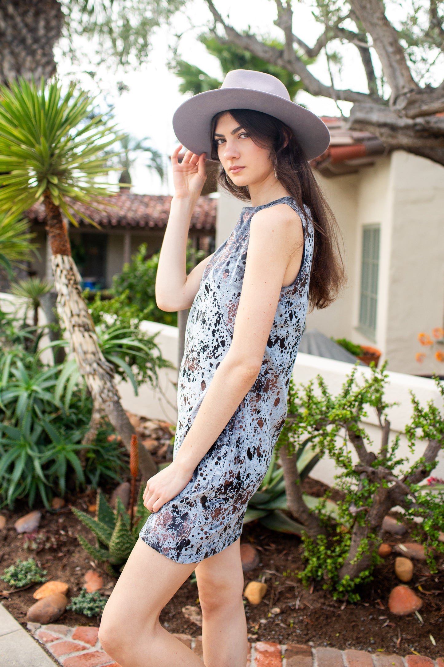 Penelope Mini Dress in Gunmetal Steer