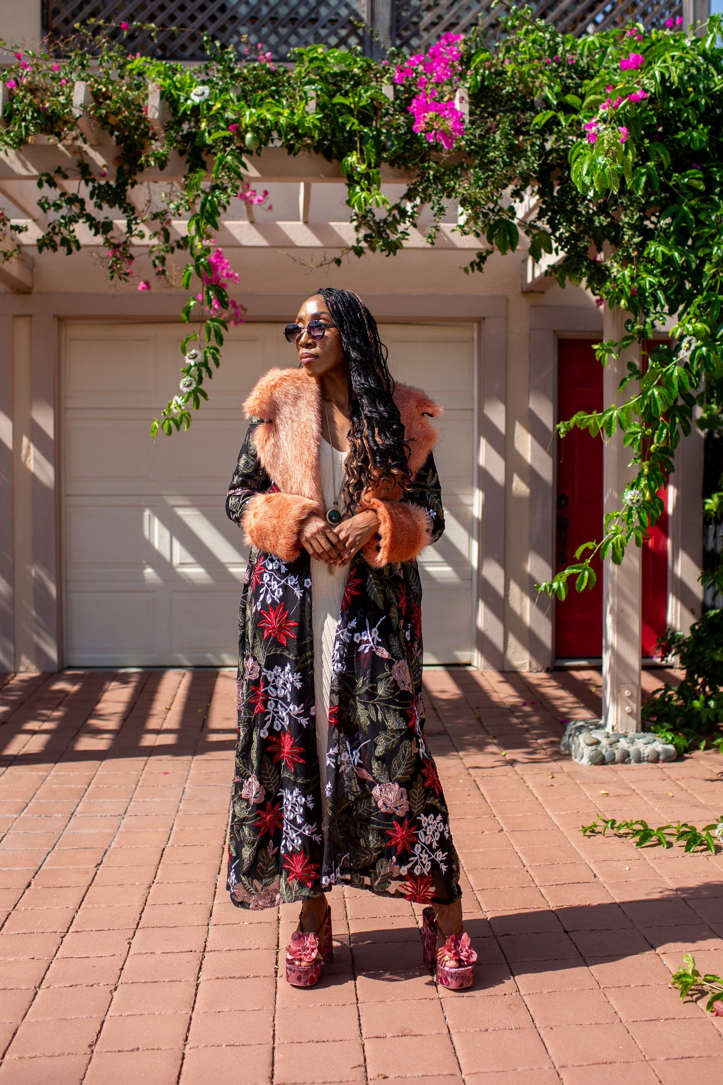 Penny Natura Embroidered Faux Fur Jacket