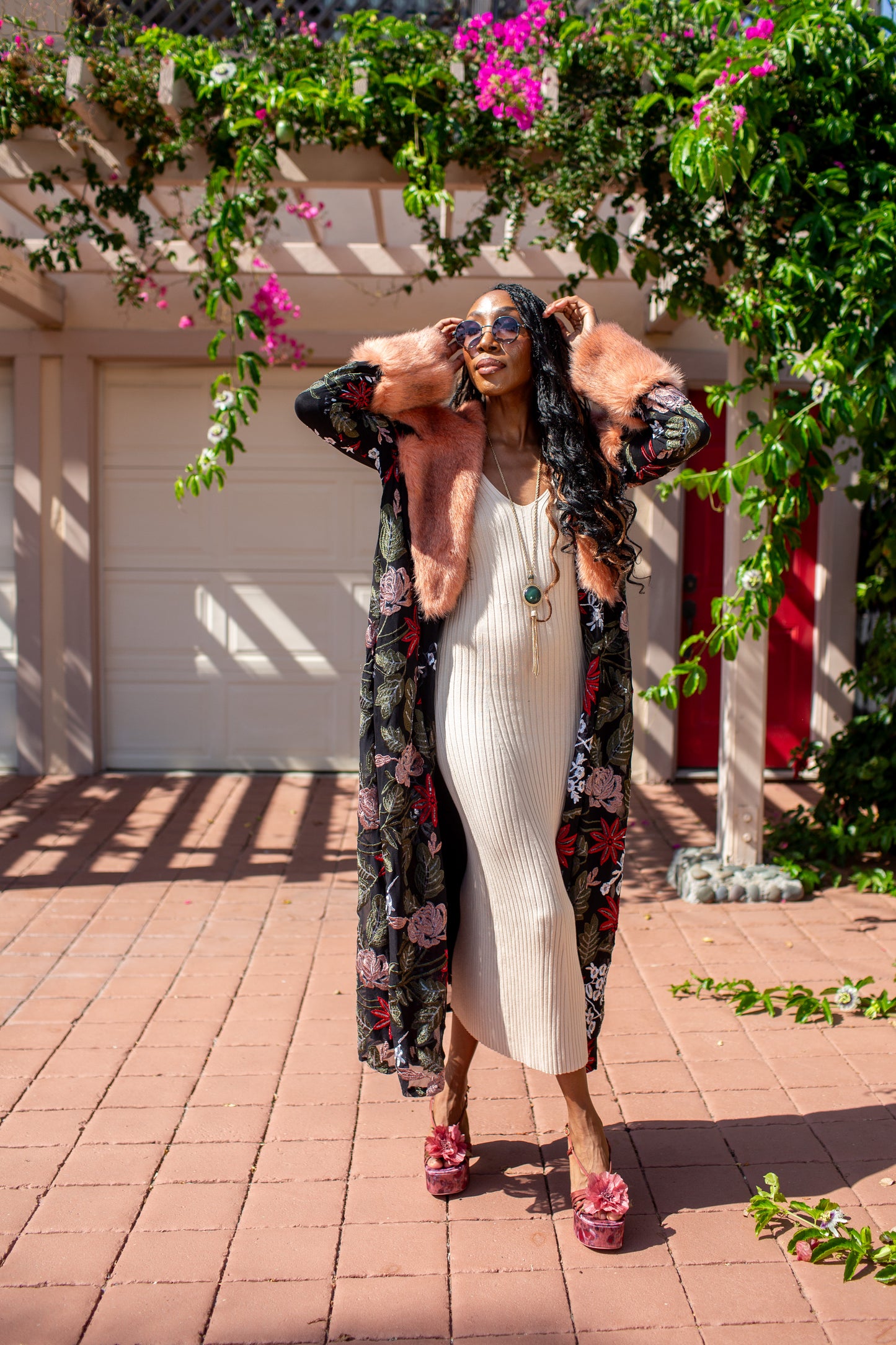 Penny Natura Embroidered Faux Fur Jacket