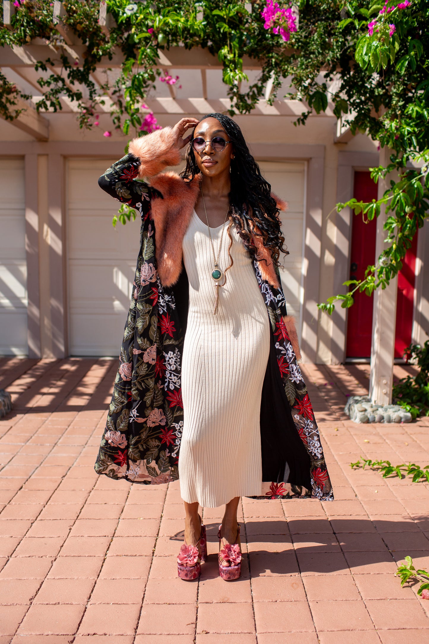 Penny Natura Embroidered Faux Fur Jacket