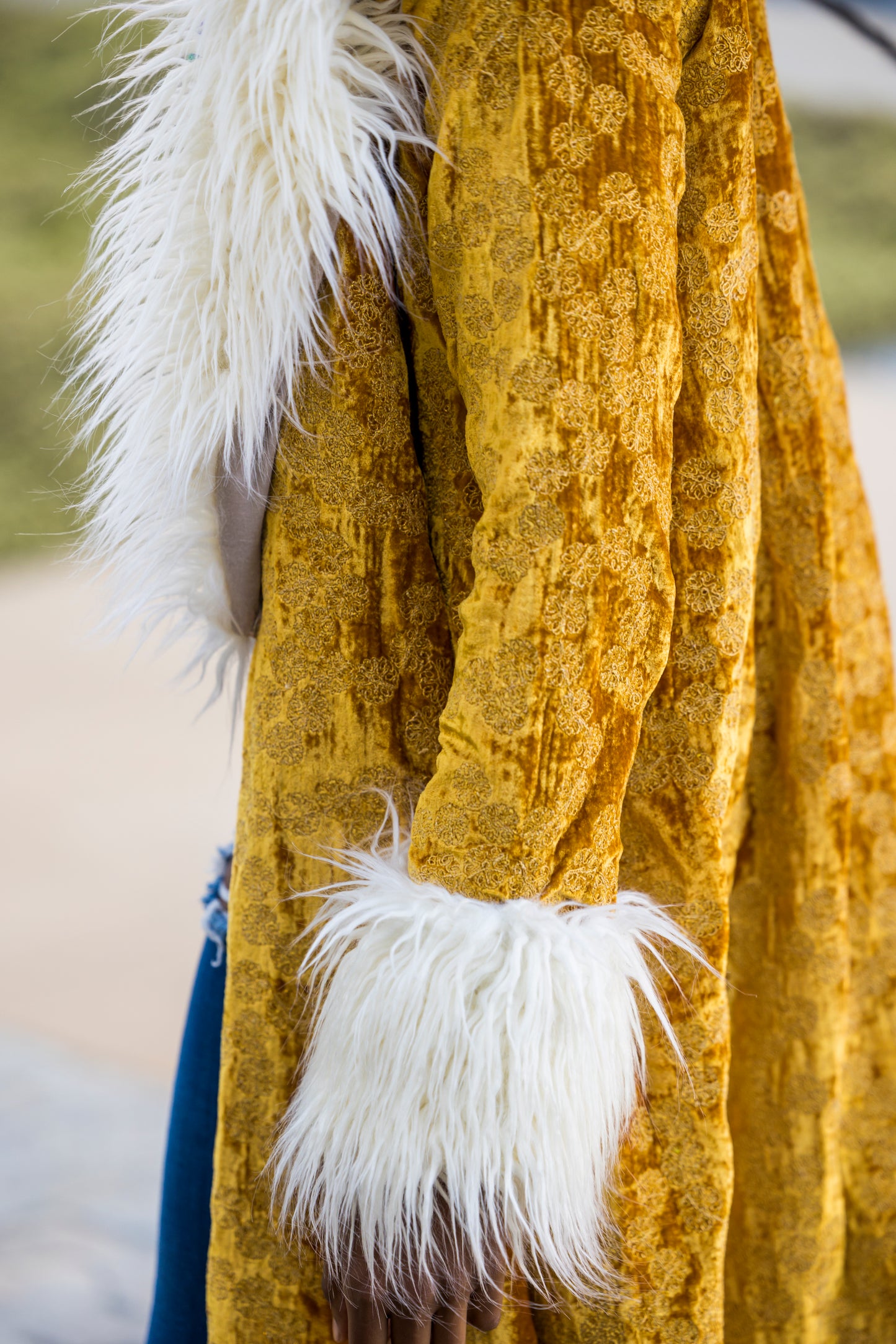 Penny Sunshine Embroidered Faux Fur Jacket