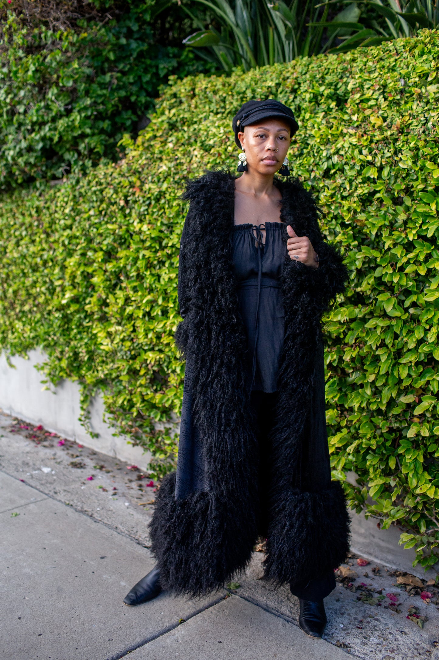 Penny Deluxe Baroque Black Velvet Faux Fur Jacket