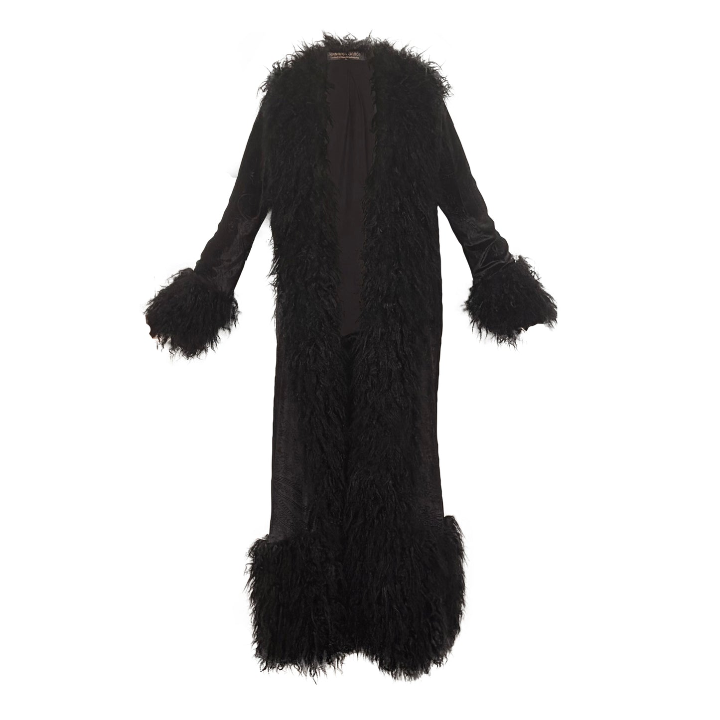 Penny Deluxe Baroque Black Velvet Faux Fur Jacket