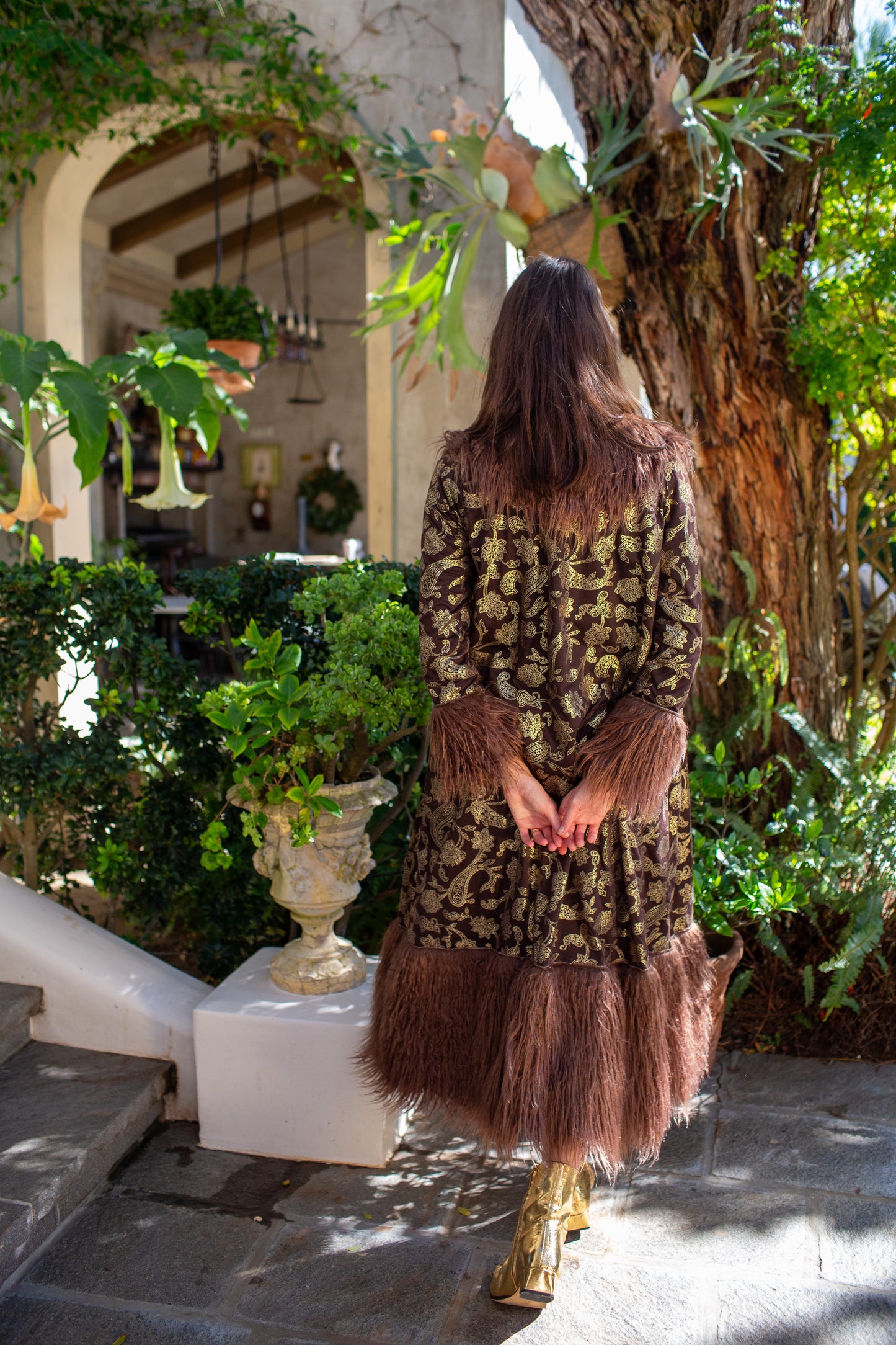 Penny Deluxe Filigree Morena Faux Fur Trim Coat