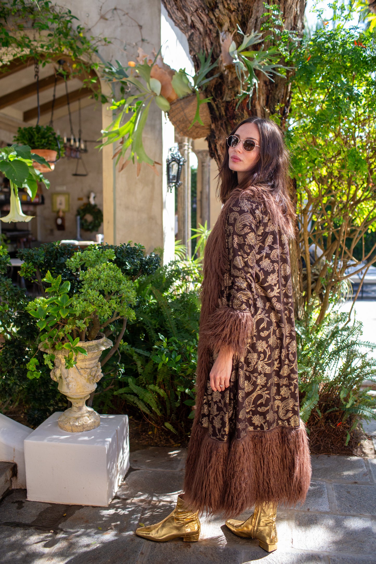 Penny Deluxe Filigree Morena Faux Fur Trim Coat
