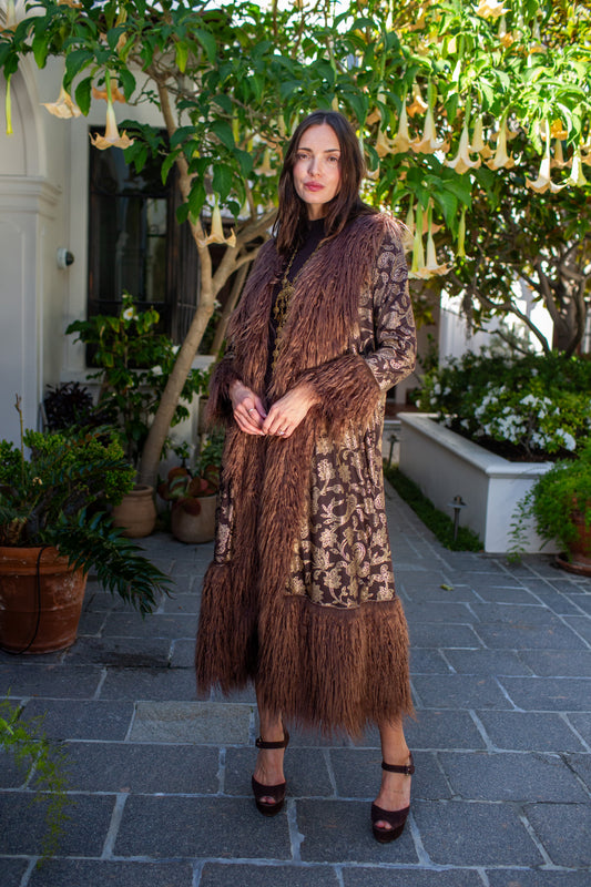 Penny Deluxe Filigree Morena Faux Fur Trim Coat