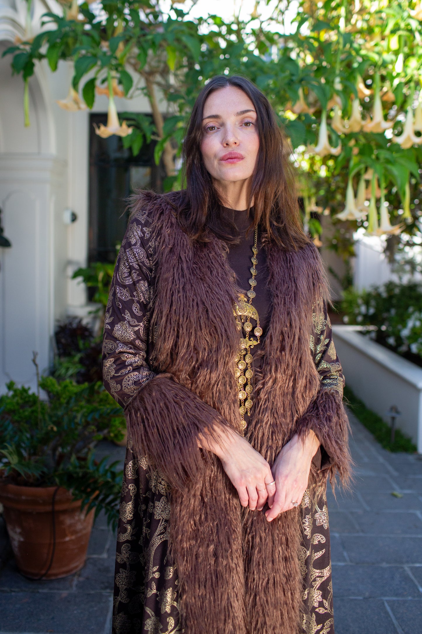 Penny Deluxe Filigree Morena Faux Fur Trim Coat