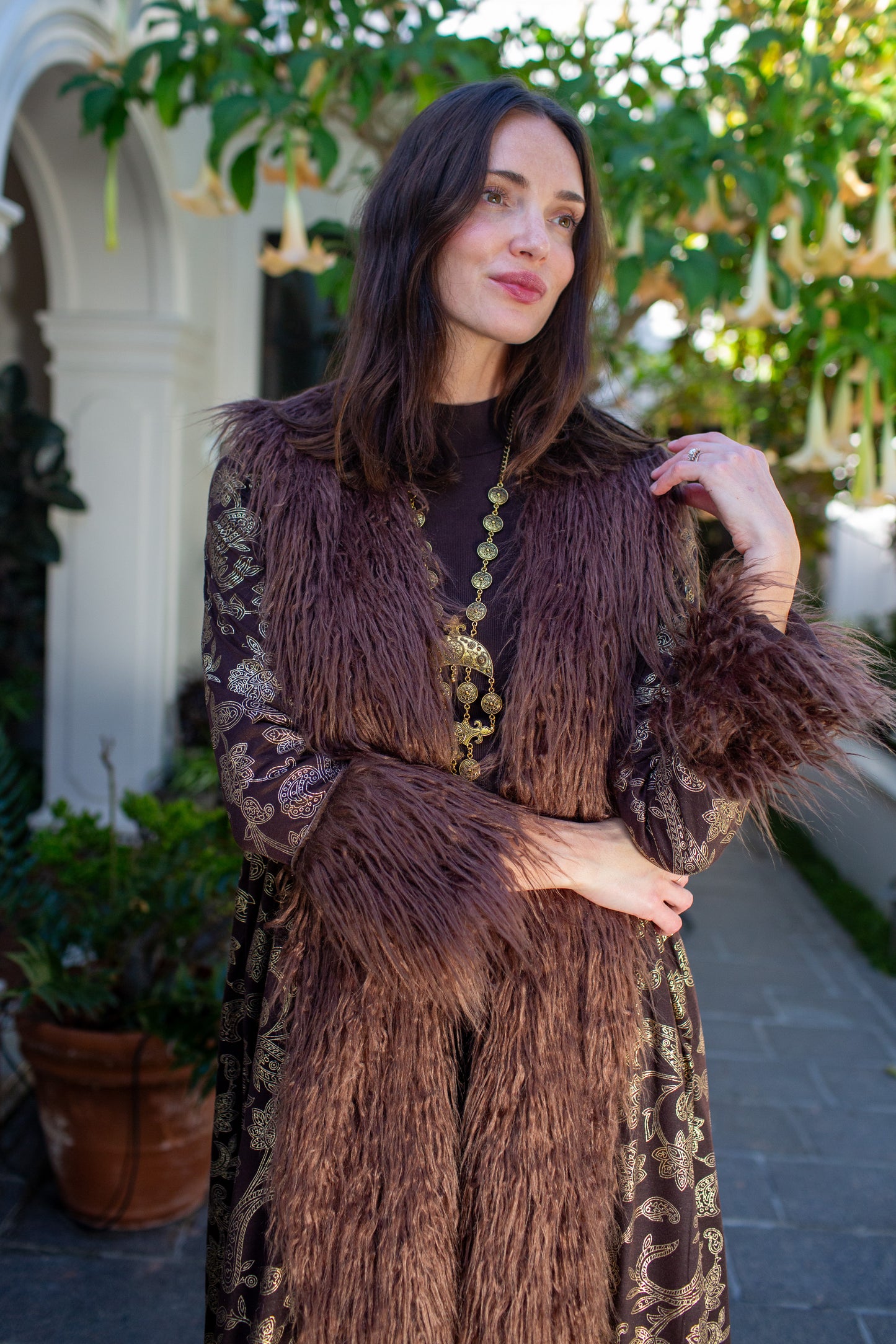 Penny Deluxe Filigree Morena Faux Fur Trim Coat