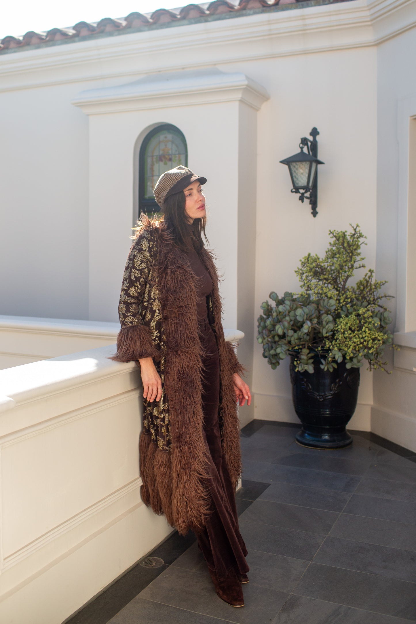 Penny Deluxe Filigree Morena Faux Fur Trim Coat