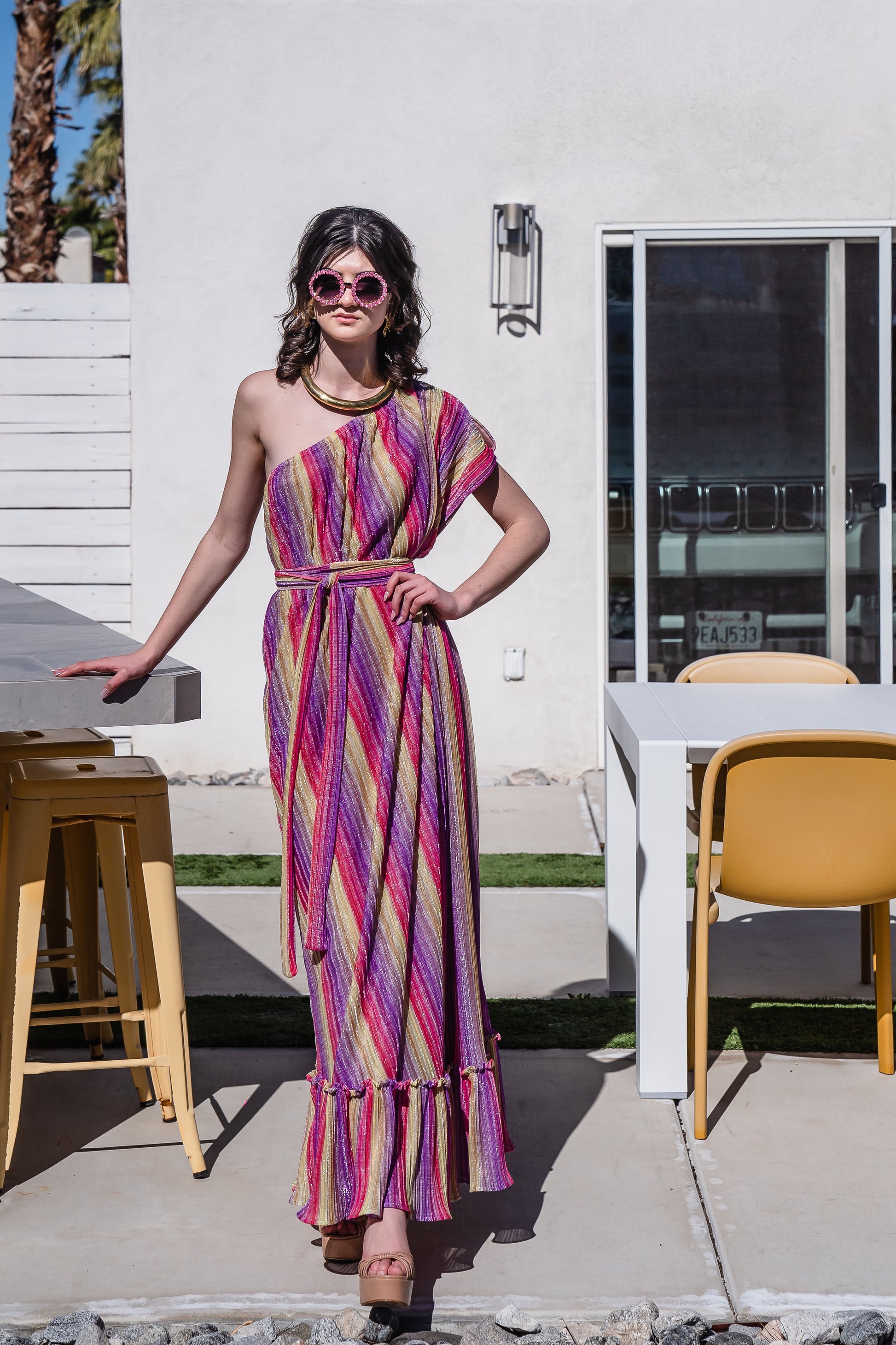 Prismatic One Shoulder Maxi Dress Jennafer Grace Prismatic One Shoulder Maxi Dress Jennafer Grace