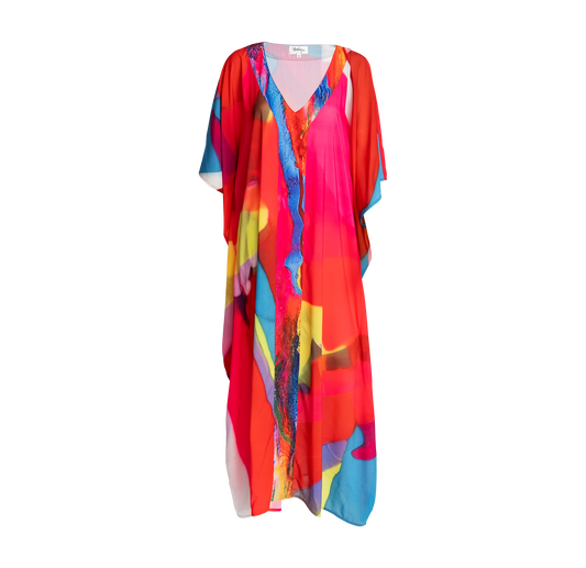 Alana Kay Chiffon Caftan in Psychedelic Sunrise