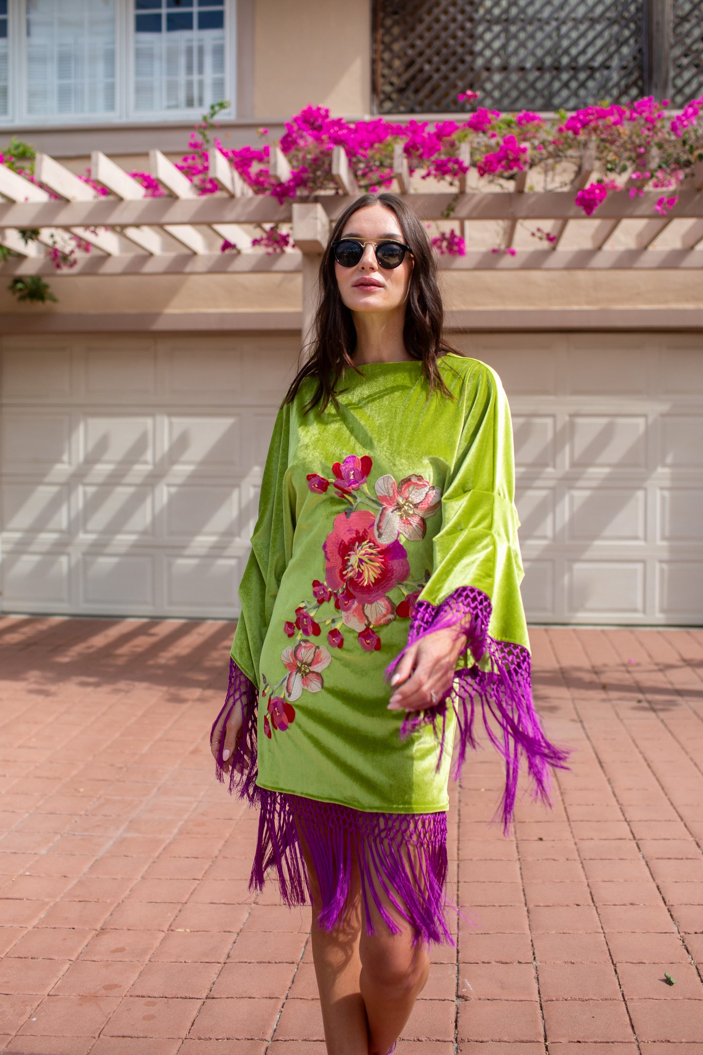 Brigitte Mini Fringe Dress in Citron Orchid PRE-ORDER