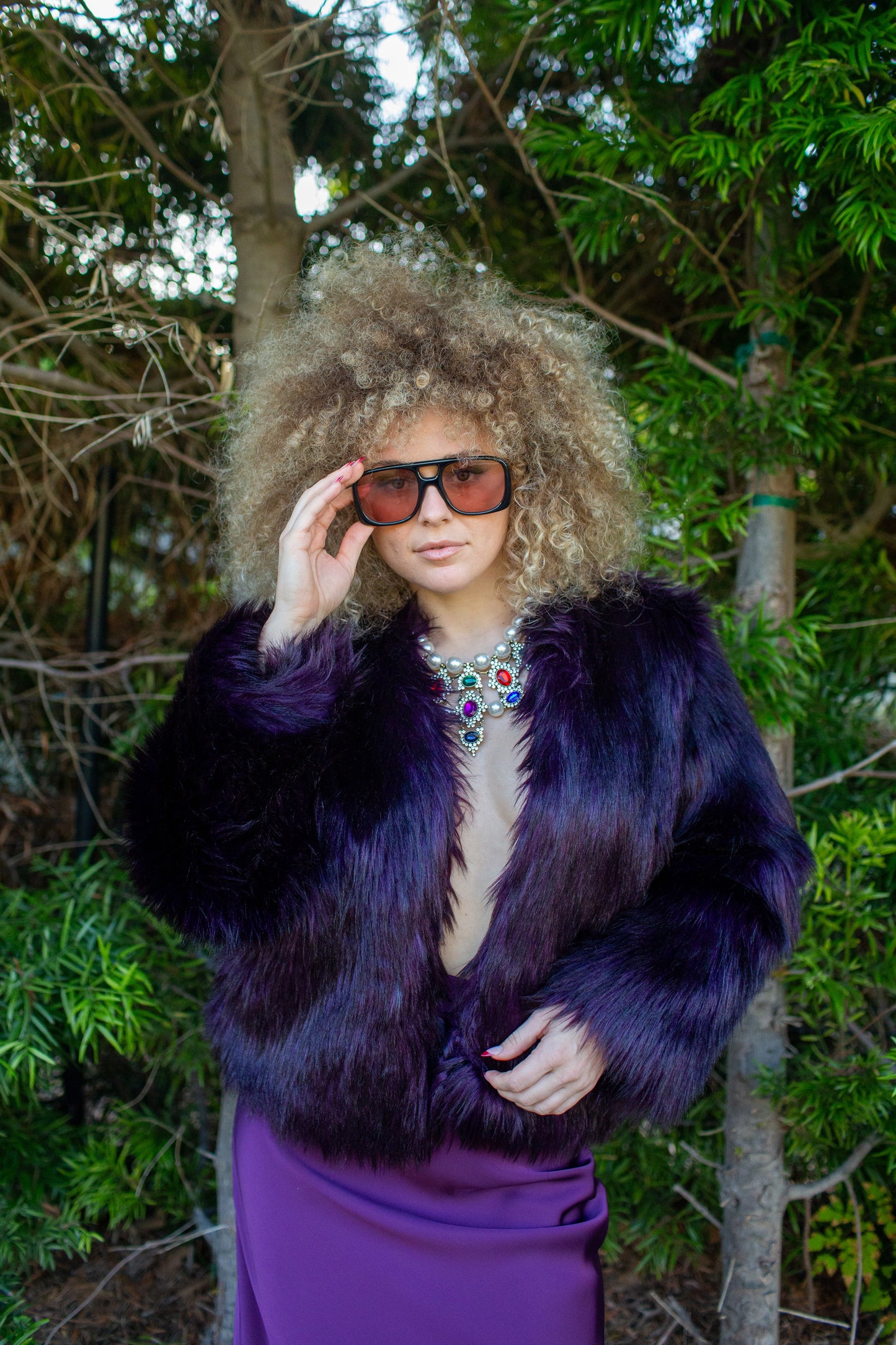 Shadow Amethyst Faux Fur Jacket