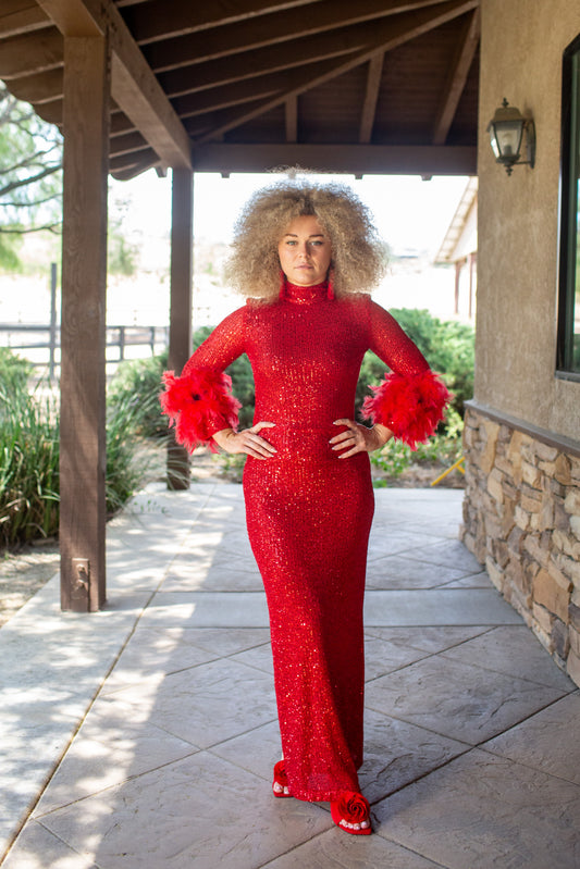 Catroux dress in Ruby Red Sequin