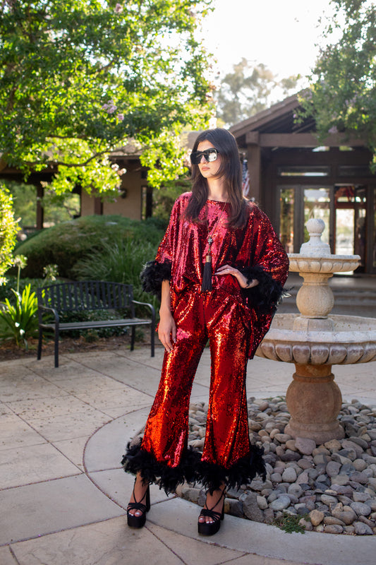 Cara Disco Set in Ruby Sequin