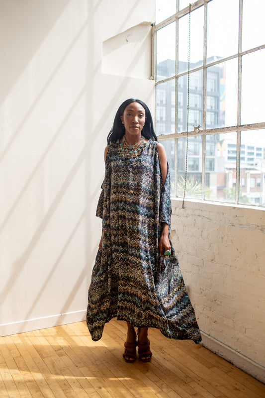 Allegra Caftan in Oxidized Chev