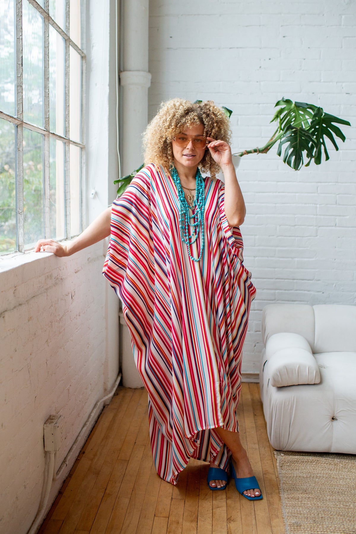 Cafe De Biarritz Striped Caftan